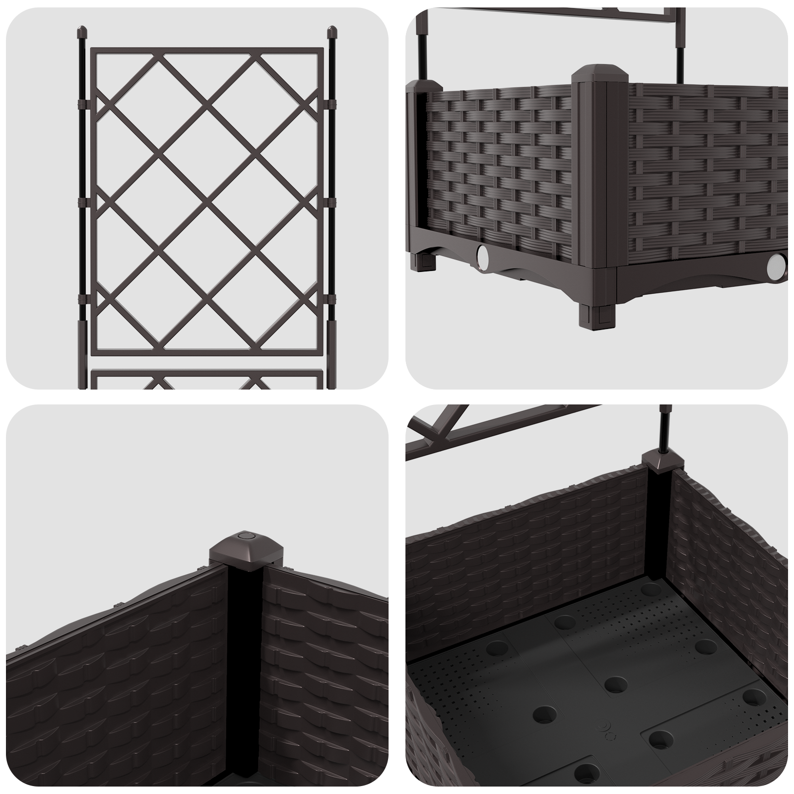 Garden Planter with Trellis Brown 40x40x125,5 cm - Image 8