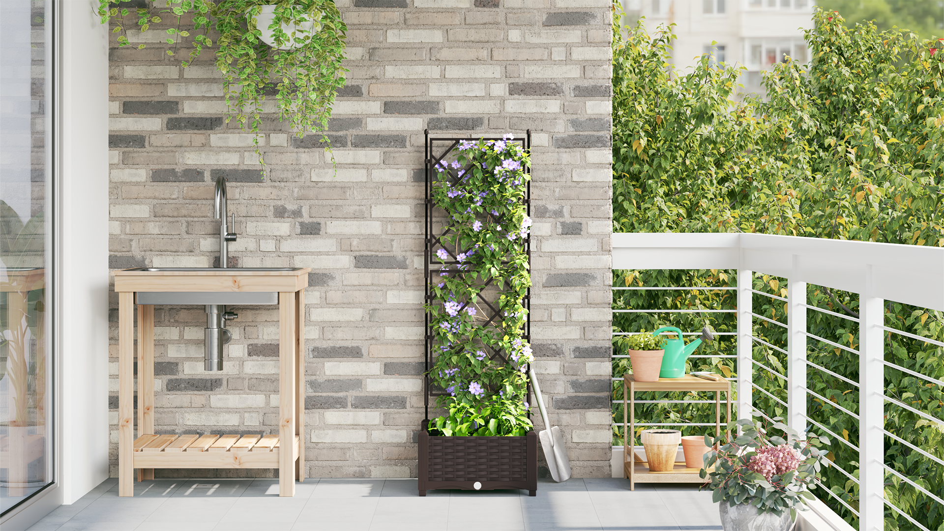 Garden Planter with Trellis Brown 40x40x125,5 cm - Image 4