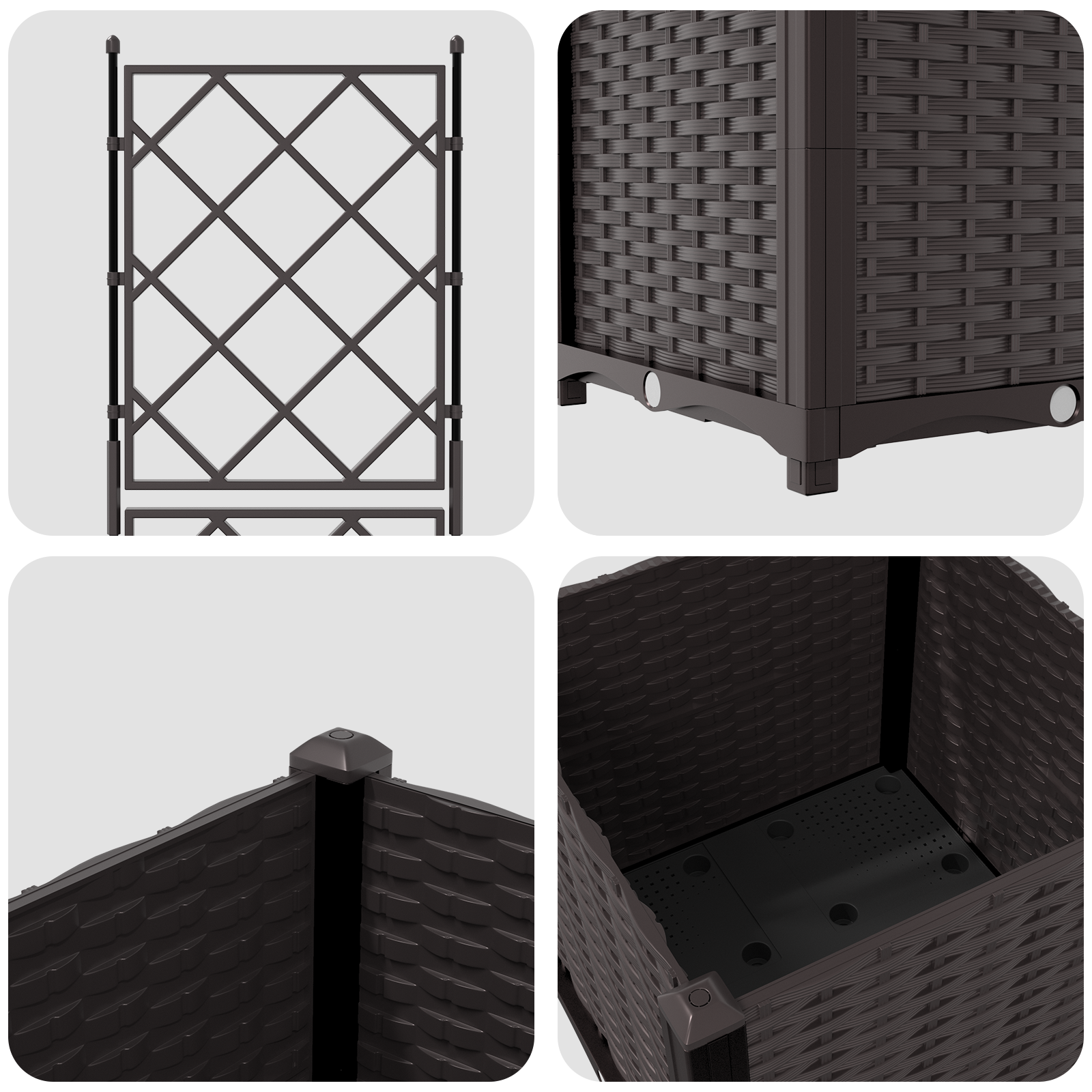 Garden Planter with Trellis Brown 40x40x143 cm - Image 8