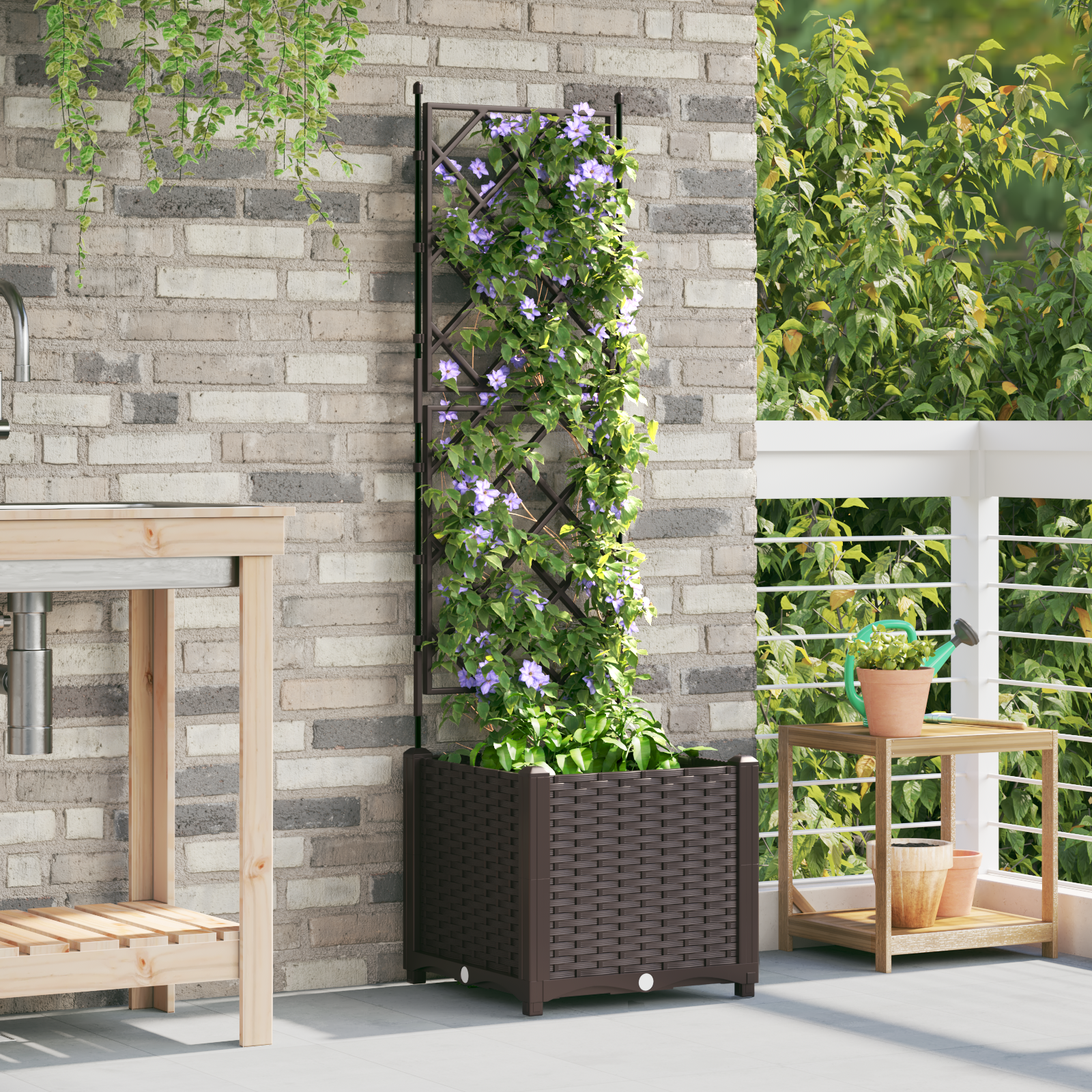 Garden Planter with Trellis Brown 40x40x143 cm - Image 3