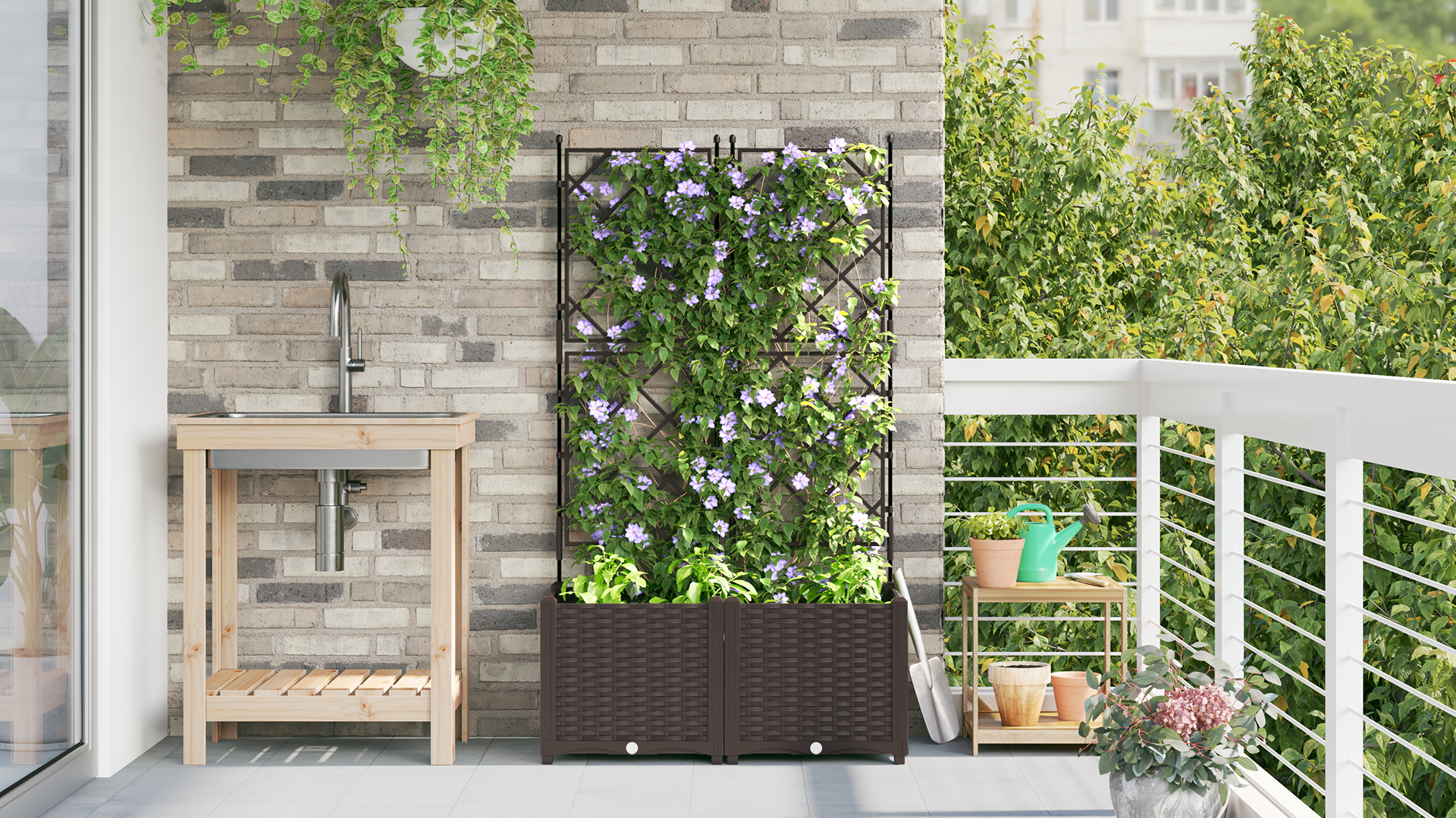 Garden Planter with Trellis 2 pcs Brown 80x40x143 cm - Image 4