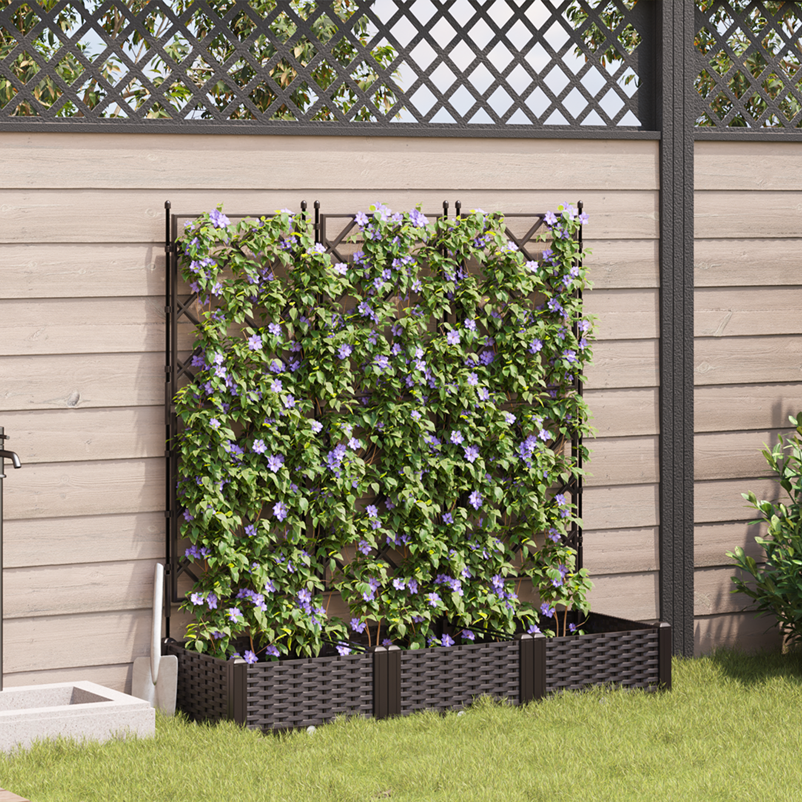 Tuinplanter met Trellis 3 stuks Bruin 120x40x125.5 cm