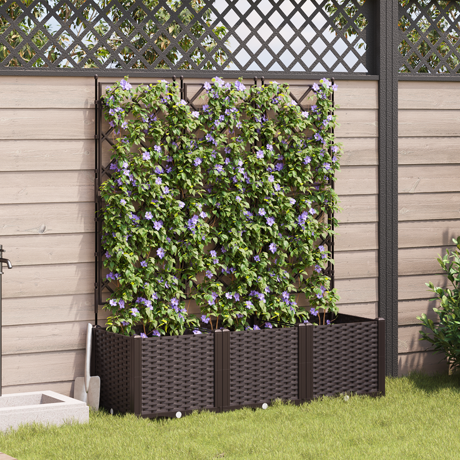 Tuinplantenbak met Trellis 3 stuks Bruin 120x40x143 cm