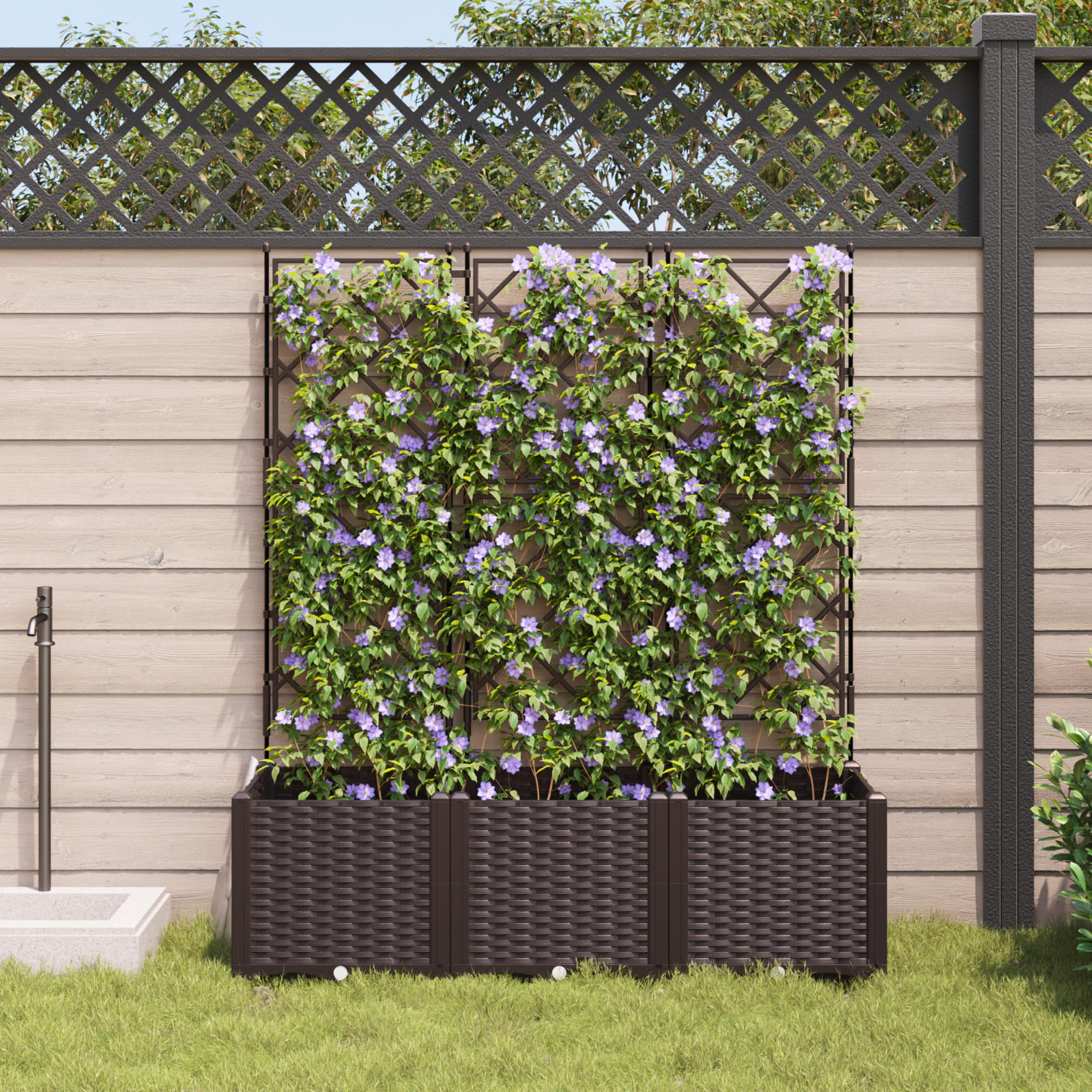 Garden Planter with Trellis 3 pcs Brown 120x40x143 cm - Image 3