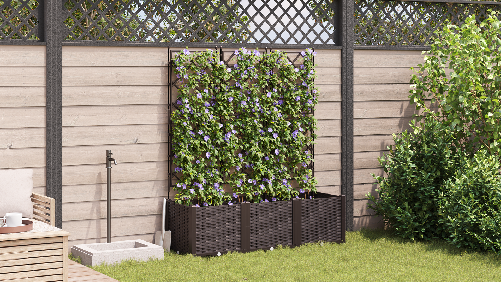 Garden Planter with Trellis 3 pcs Brown 120x40x143 cm - Image 4