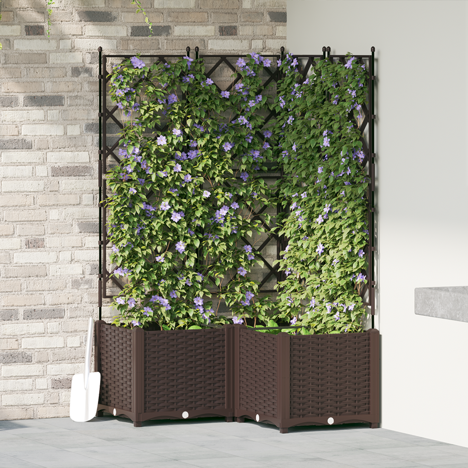 Garden Planter with Trellis 3 pcs Brown 80x80x143 cm