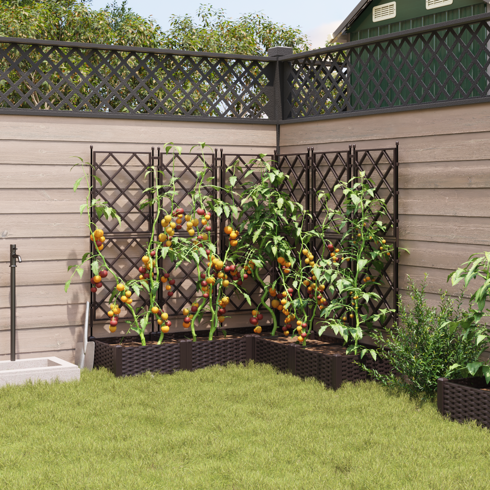 Garden Planter with Trellis 5 pcs Brown 120x120x125,5 cm - Image 3