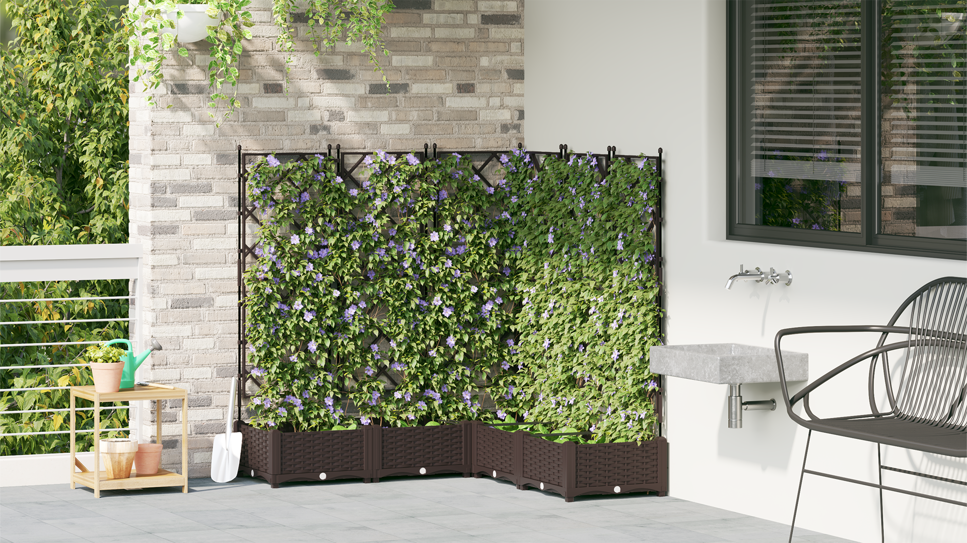 Garden Planter with Trellis 5 pcs Brown 120x120x125,5 cm - Image 4