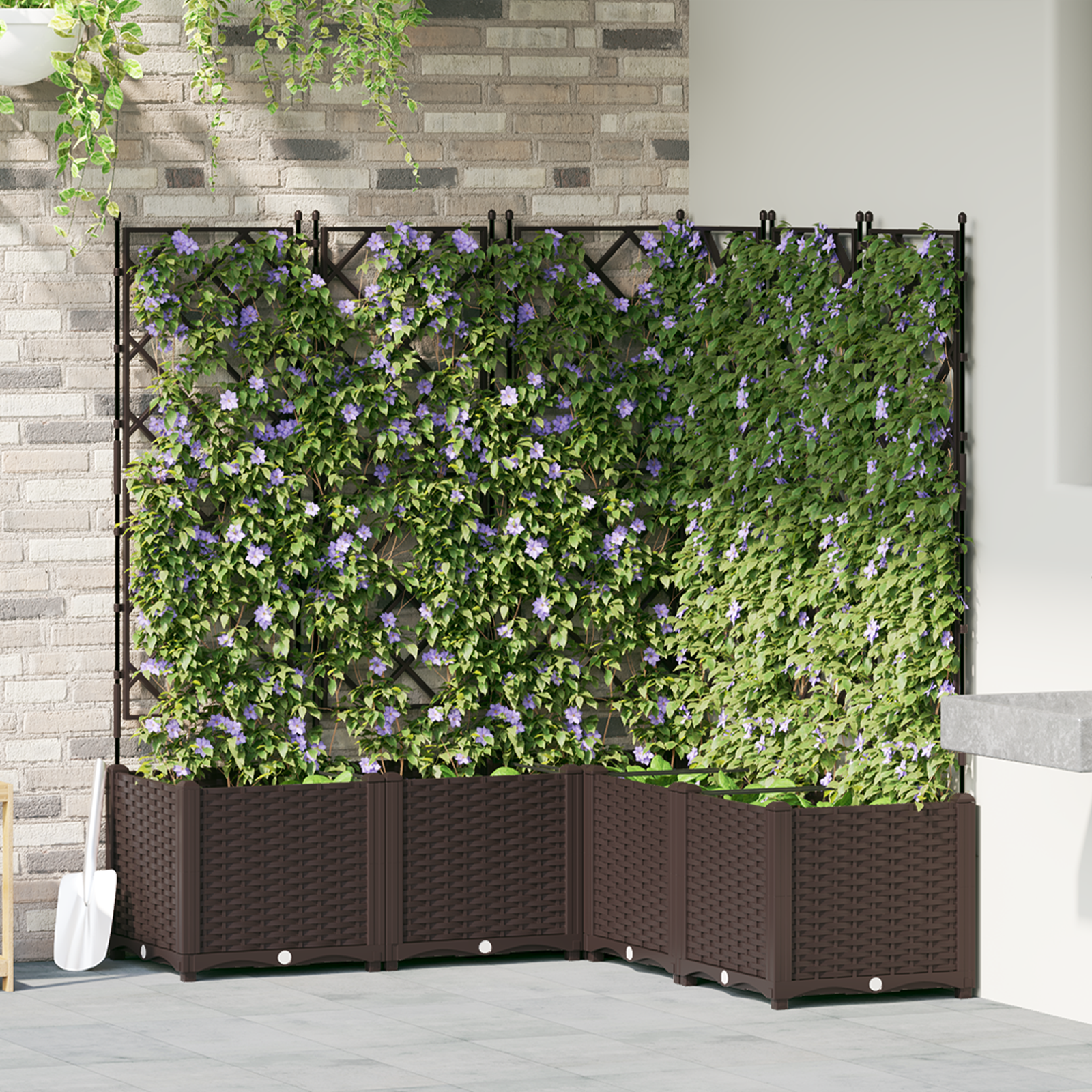 Tuinplanter met Klimrek 5 stuks Bruin 120x120x143 cm