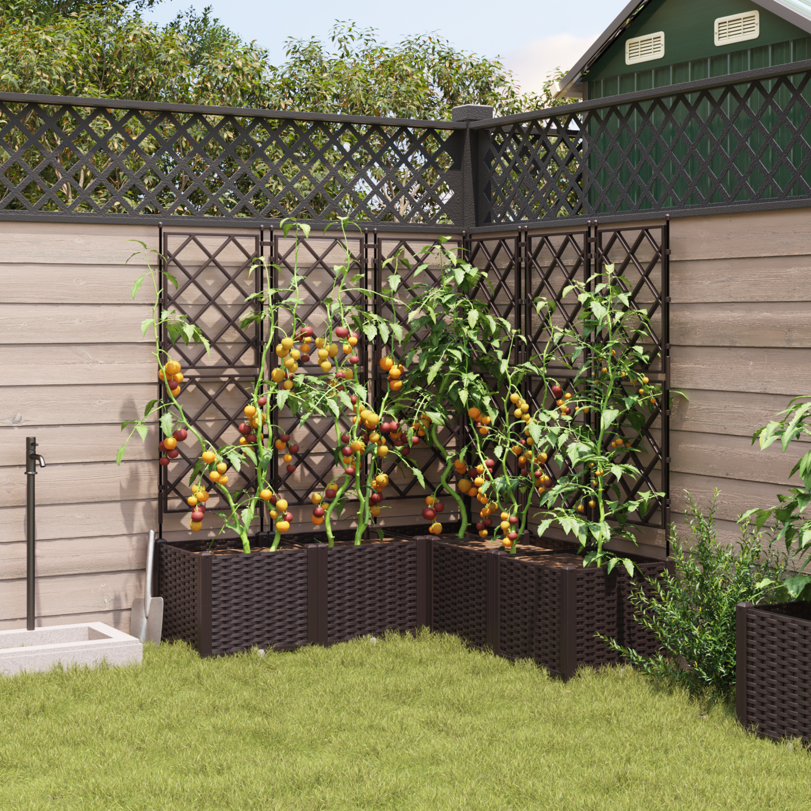 Garden Planter with Trellis 5 pcs Brown 120x120x143 cm - Image 3
