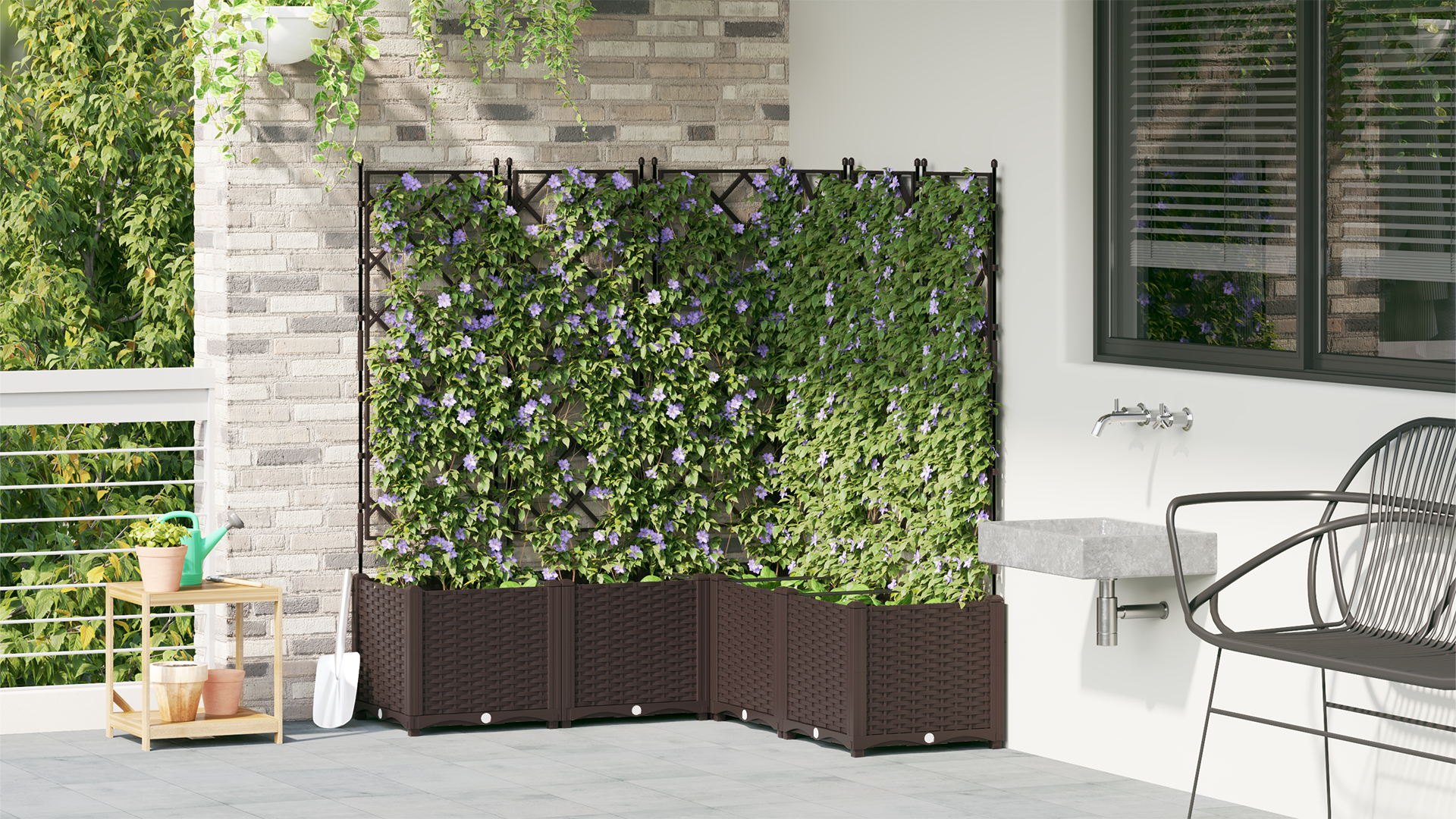 Garden Planter with Trellis 5 pcs Brown 120x120x143 cm - Image 4