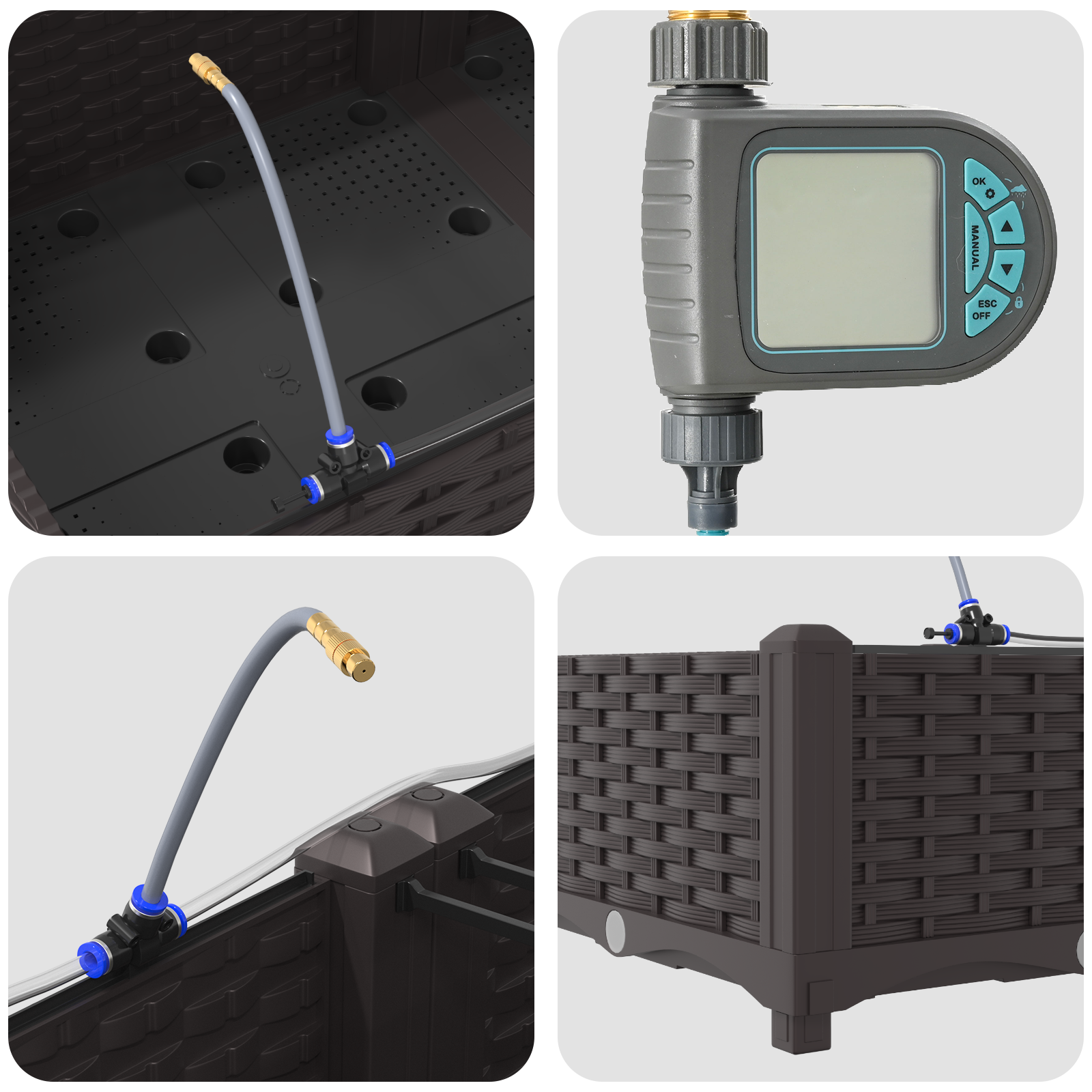 Garden Planters with Water Irrigation System 4 pcs Brown - Image 8