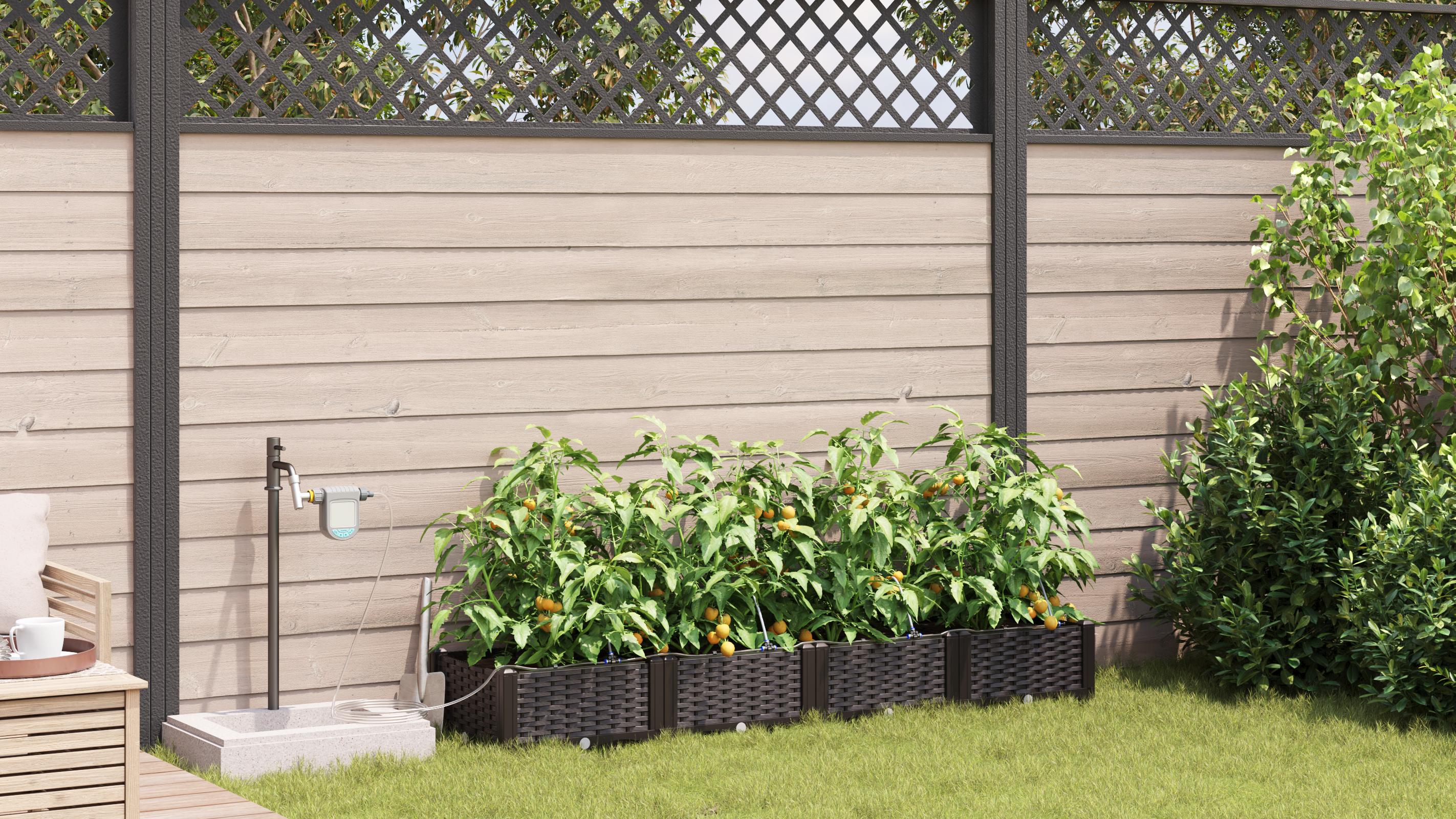 Garden Planters with Water Irrigation System 4 pcs Brown - Image 4