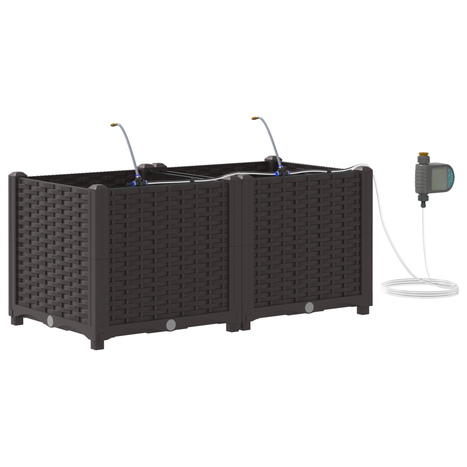 Garden Planters with Water Irrigation System 2 pcs Brown - Image 2