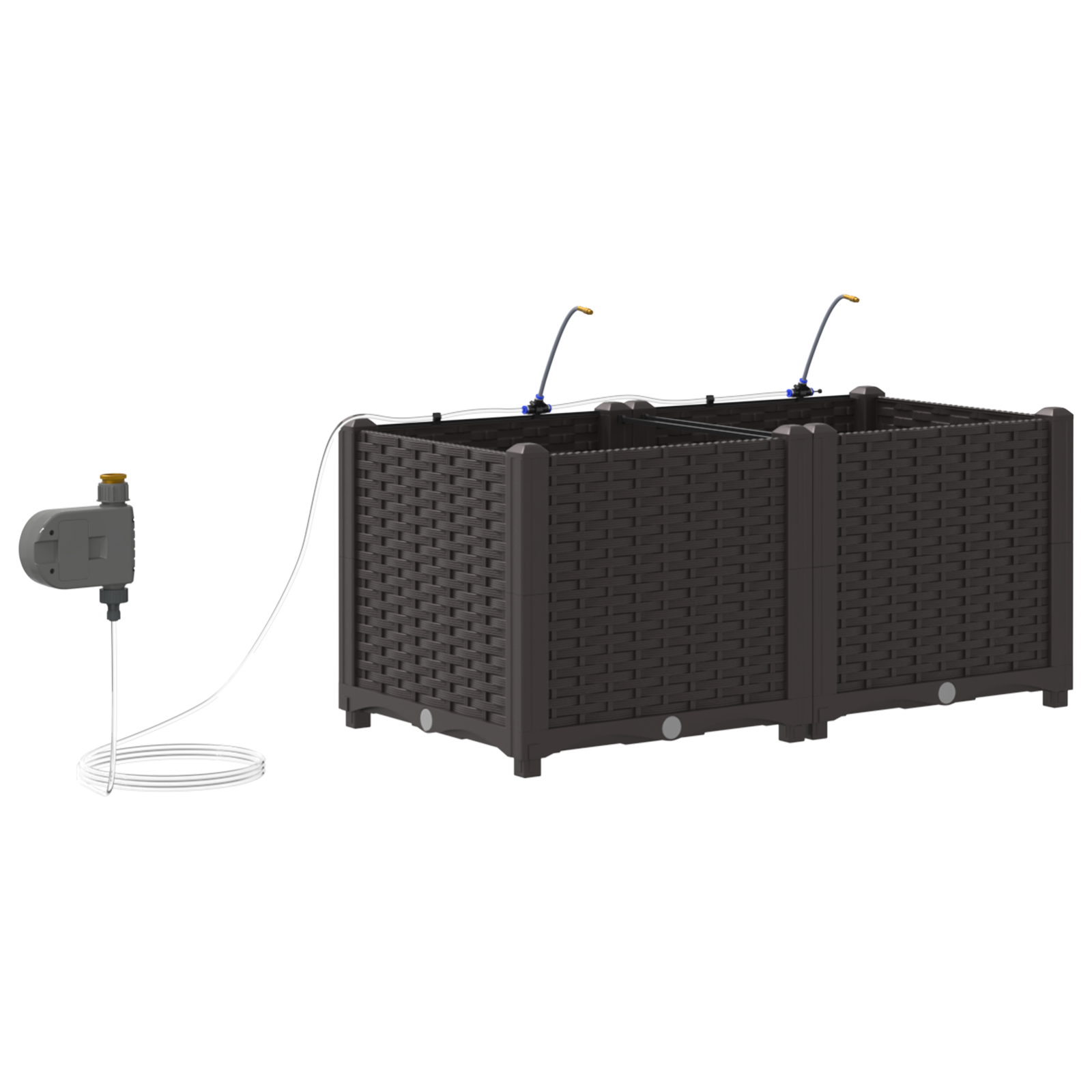 Garden Planters with Water Irrigation System 2 pcs Brown - Image 7