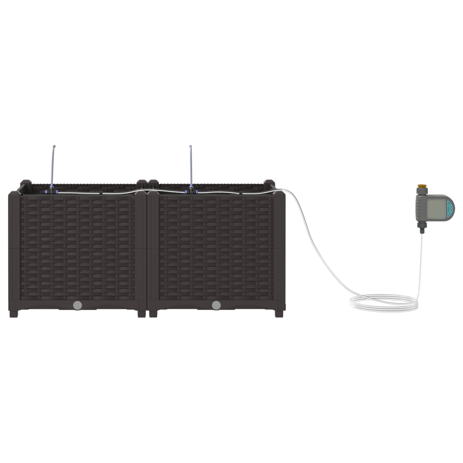 Garden Planters with Water Irrigation System 2 pcs Brown - Image 5