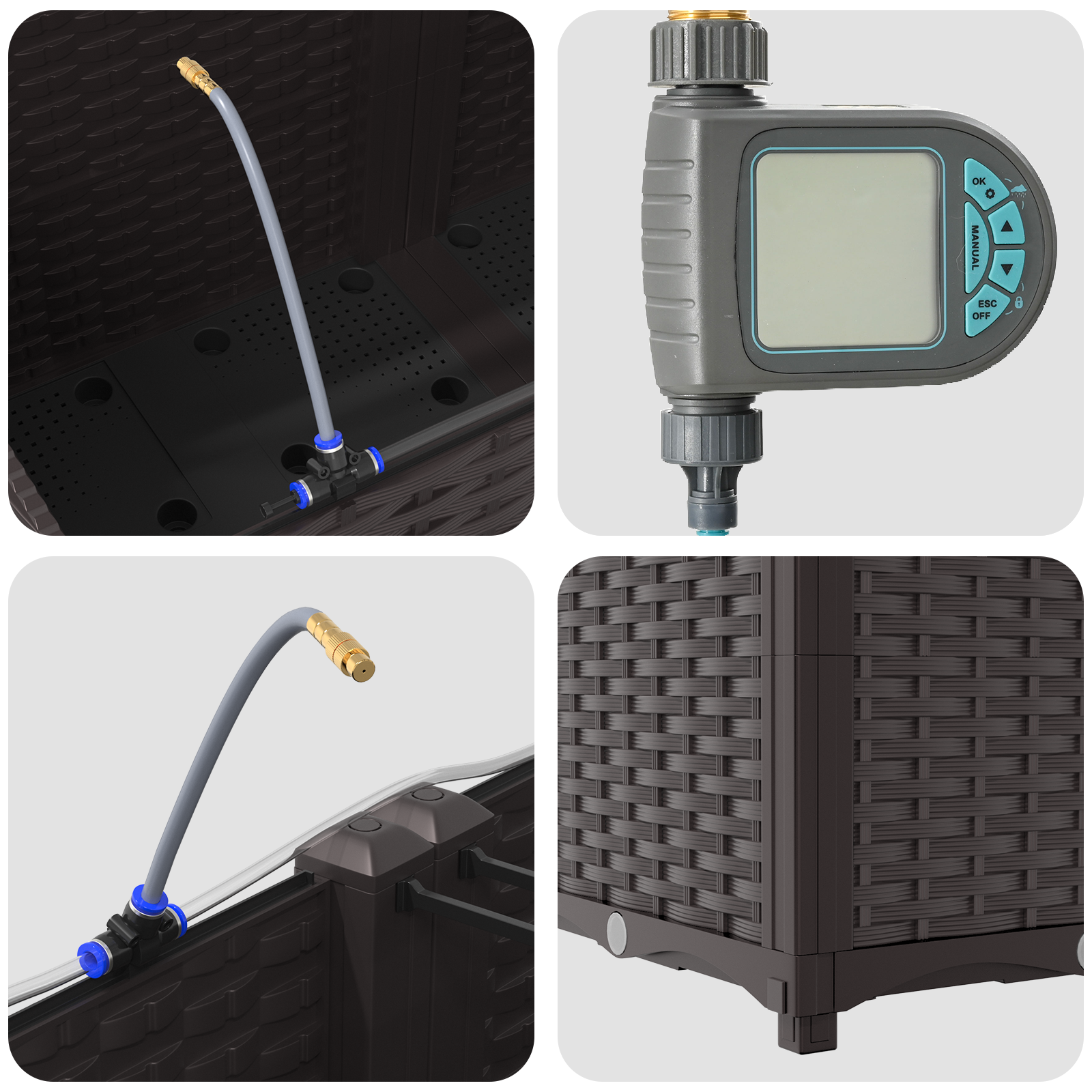 Garden Planters with Water Irrigation System 3 pcs Brown - Image 8