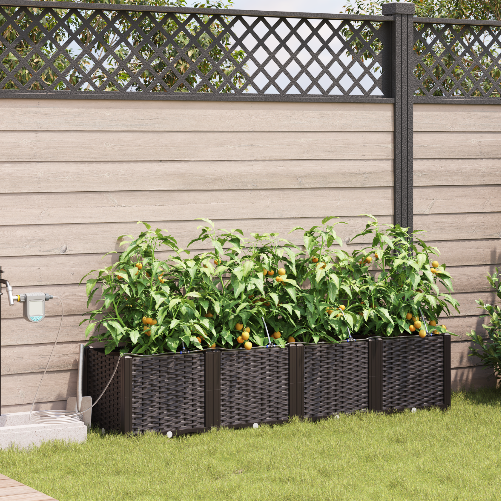 Tuinplanten met waterirrigatiesysteem 4 stuks Bruin