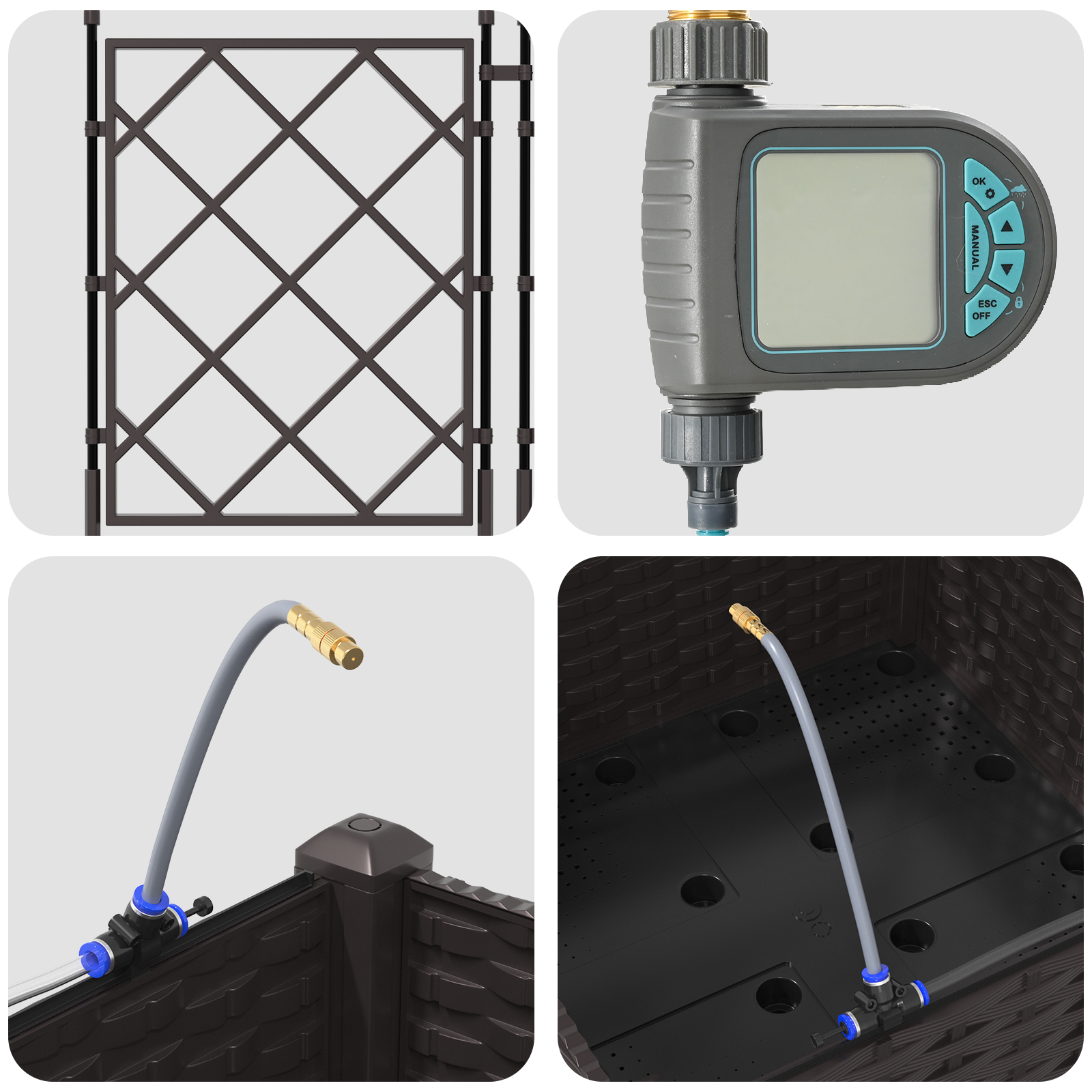 Garden Planters with Water Irrigation System Brown - Image 8