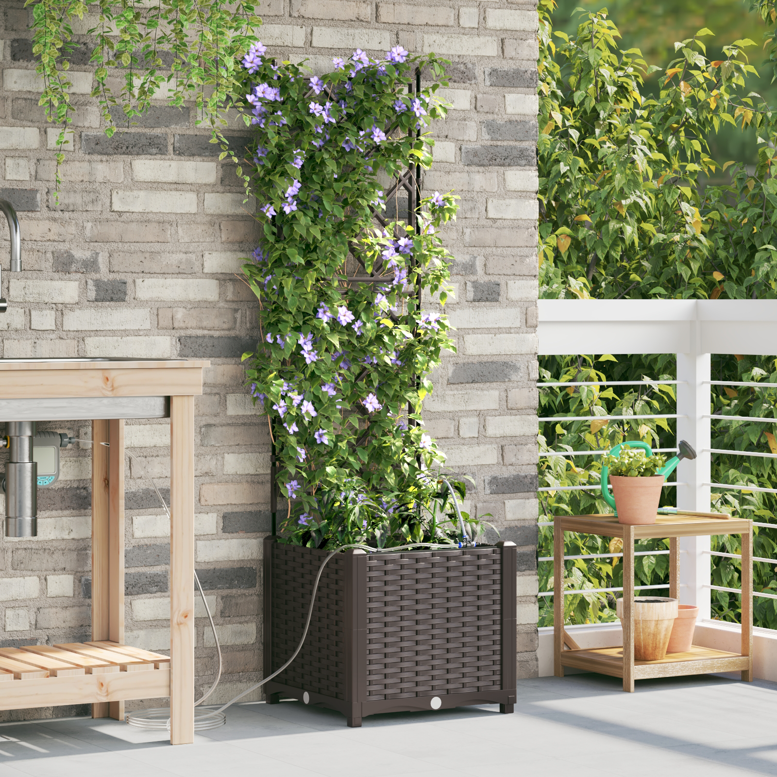 Tuinplantenbakken met Waterirrigatiesysteem Bruin