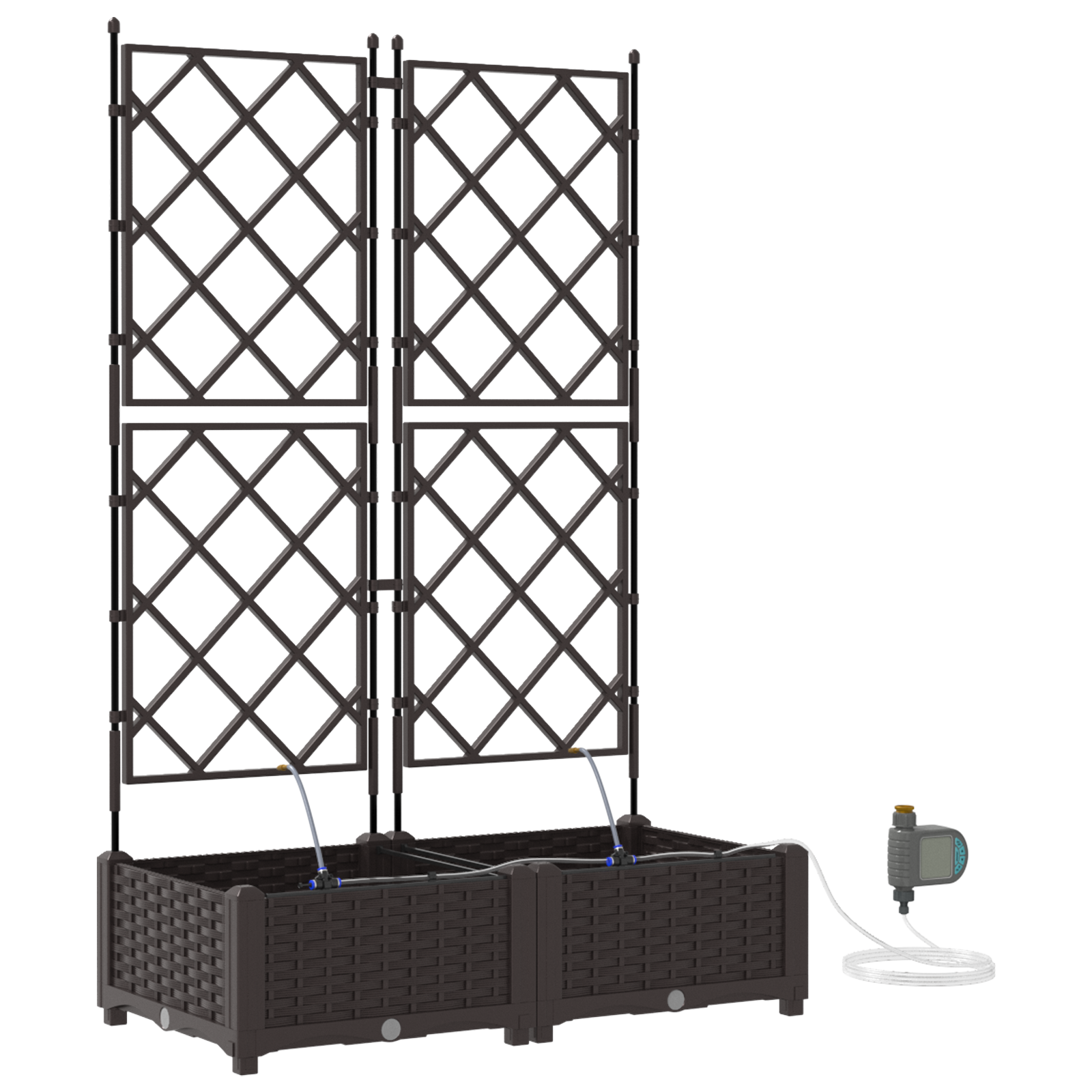 Garden Planters with Water Irrigation System 2 pcs Brown - Image 2