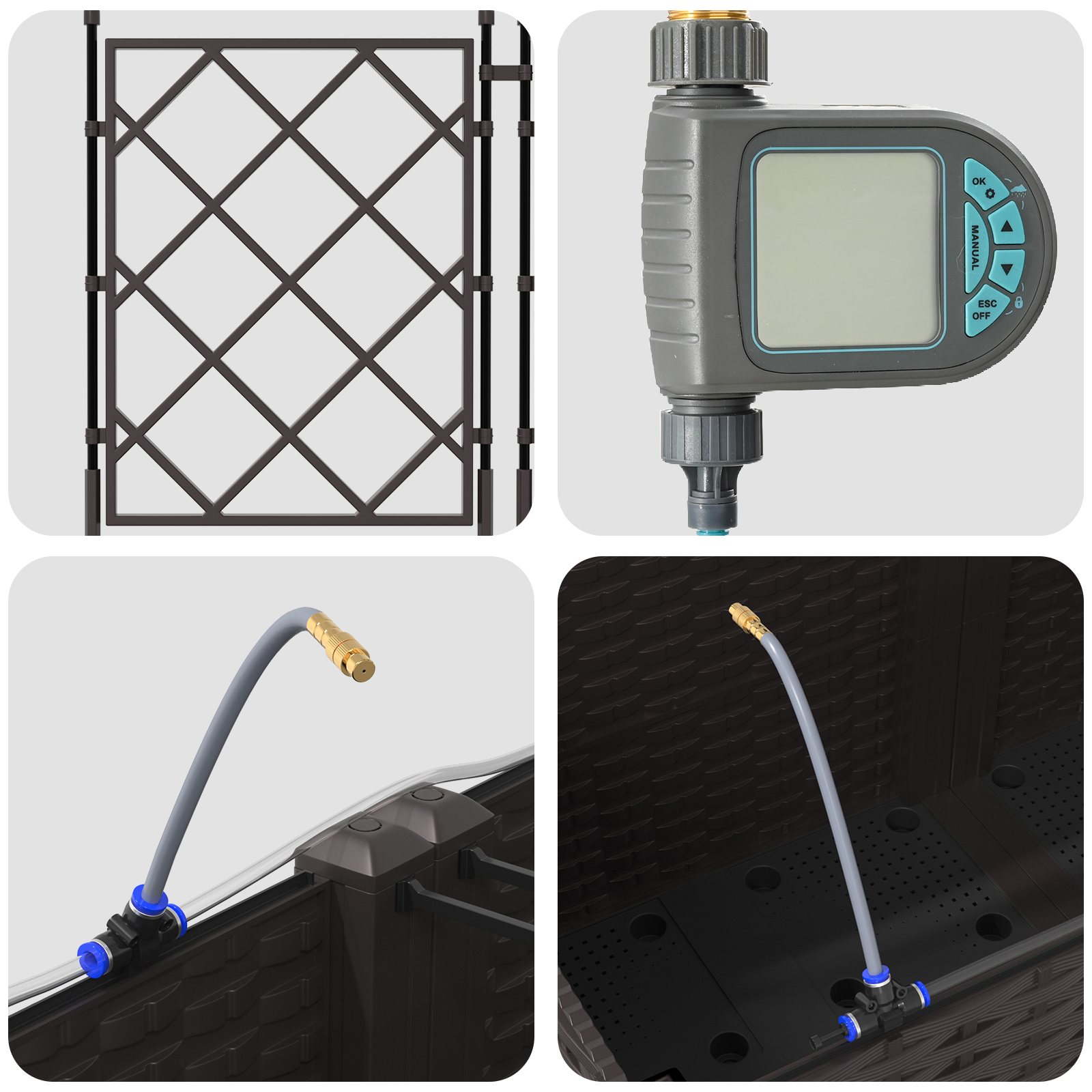 Garden Planters with Water Irrigation System 2 pcs Brown - Image 8