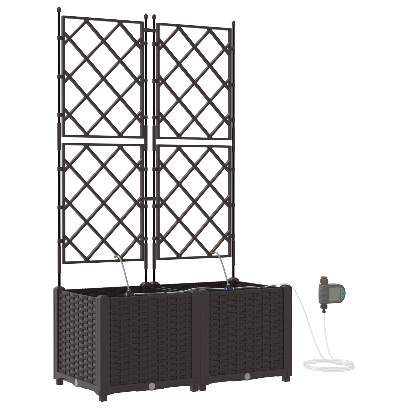 Garden Planters with Water Irrigation System 2 pcs Brown - Image 2