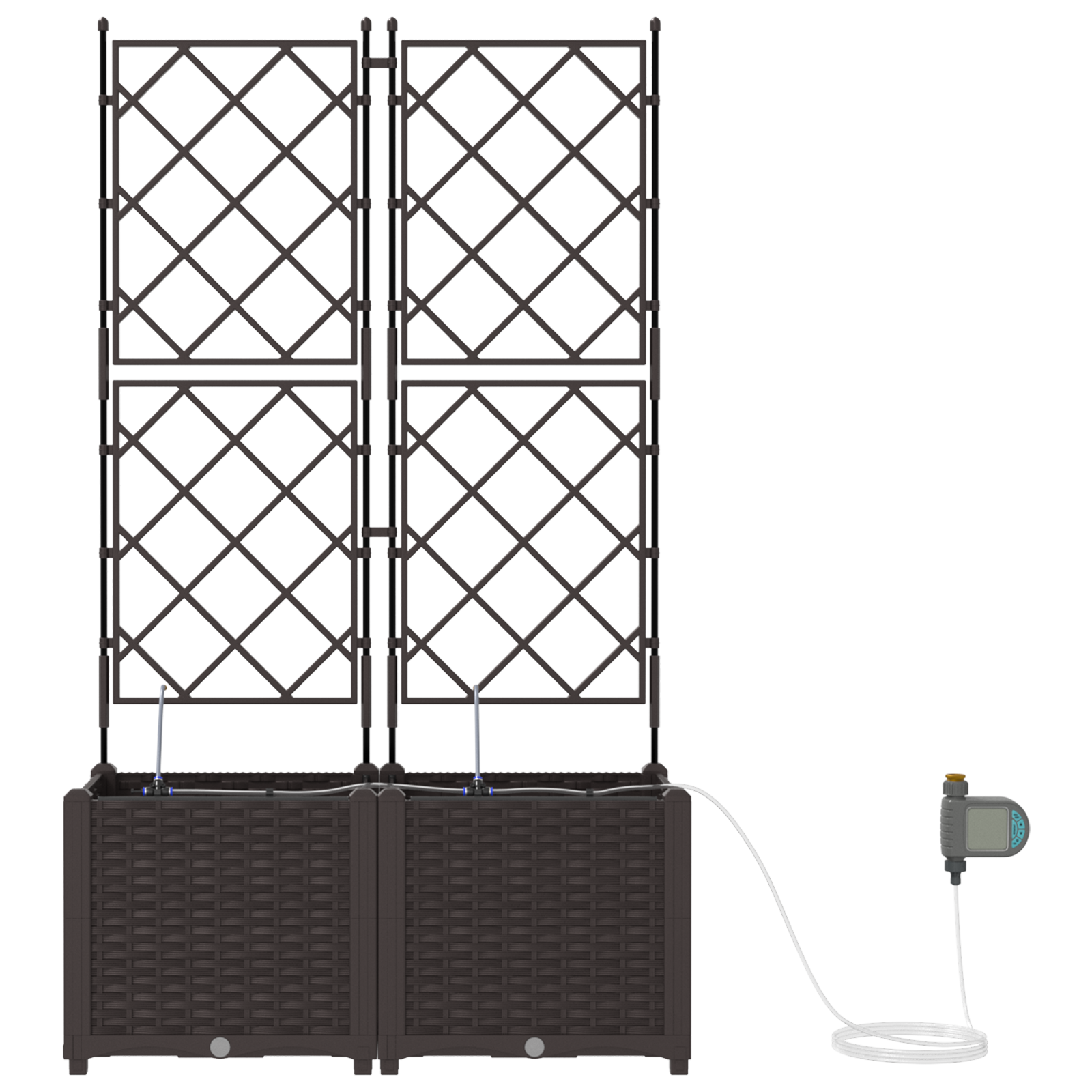 Garden Planters with Water Irrigation System 2 pcs Brown - Image 5