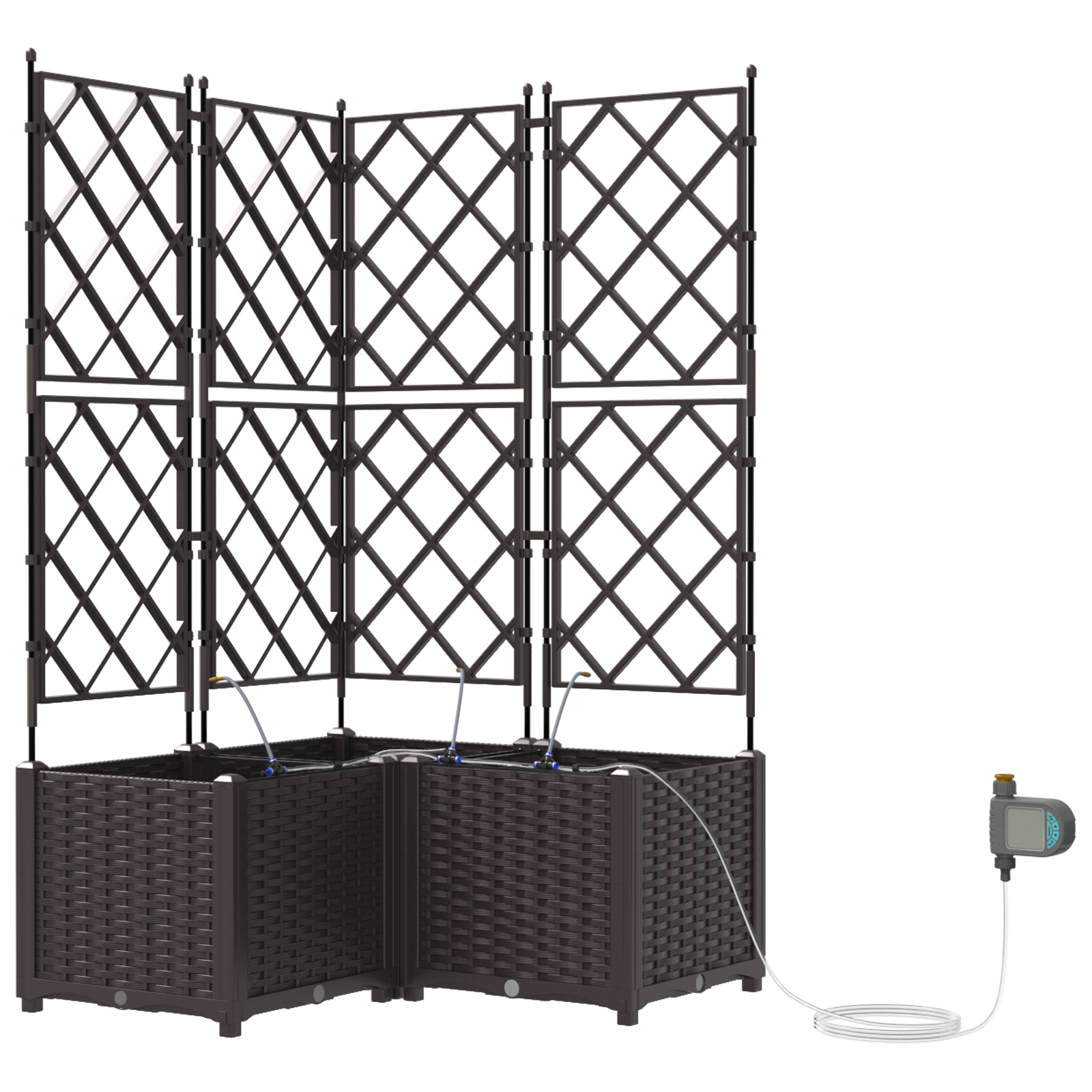 Garden Planters with Water Irrigation System 3 pcs Brown - Image 2