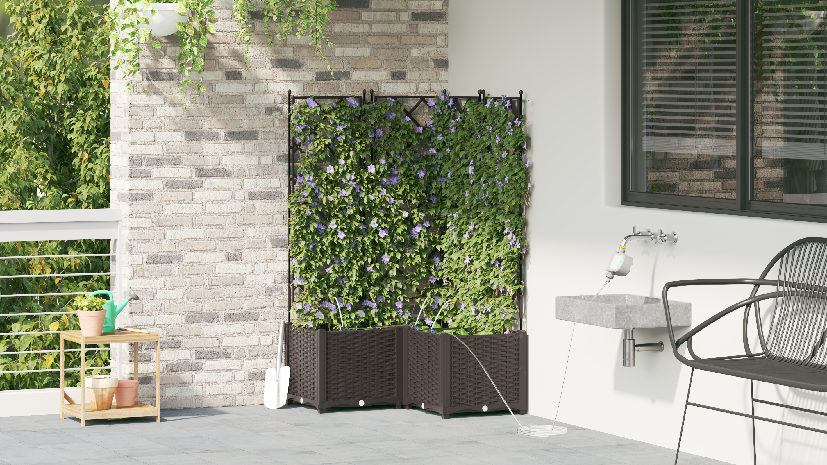 Garden Planters with Water Irrigation System 3 pcs Brown - Image 4