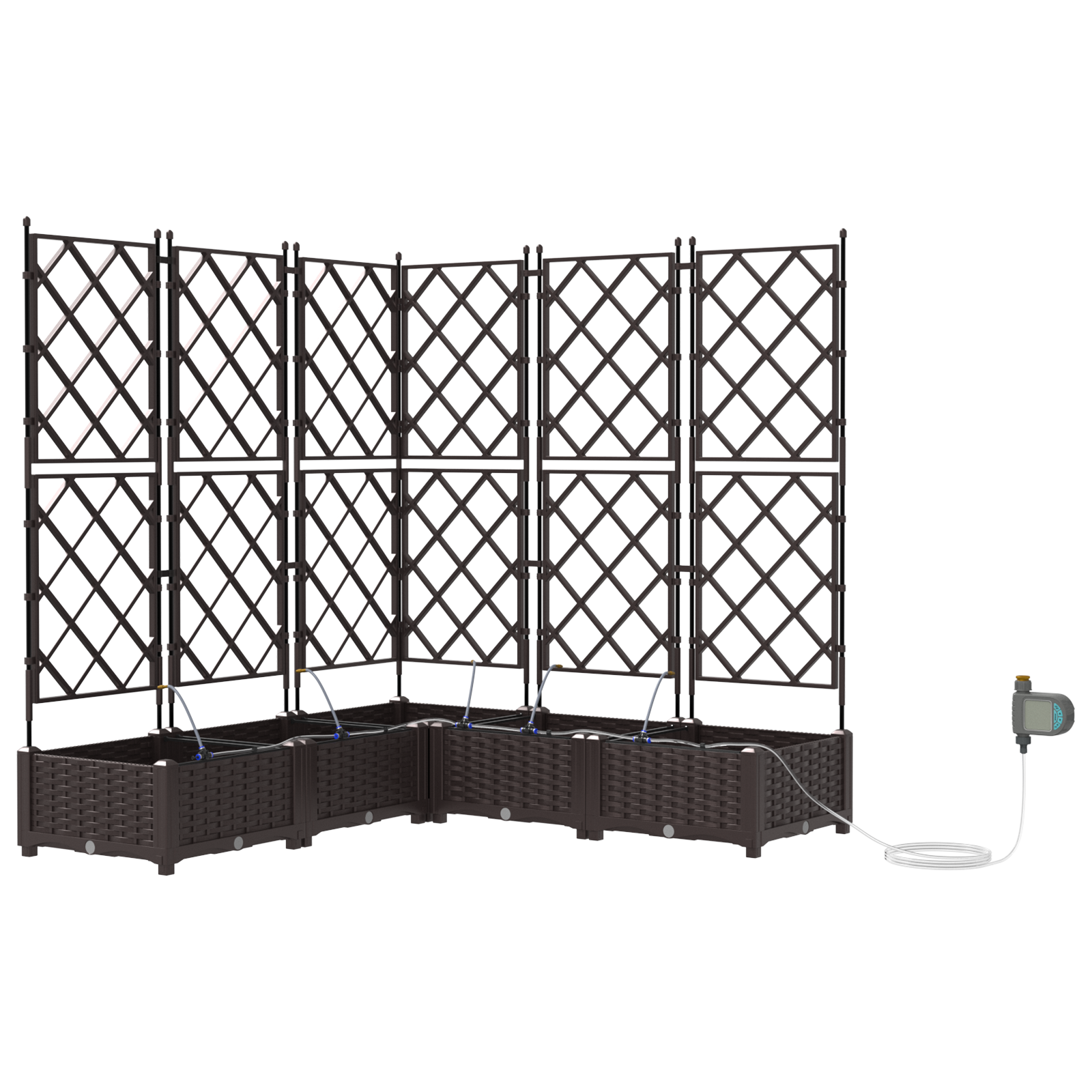 Garden Planters with Water Irrigation System 5 pcs Brown - Image 2