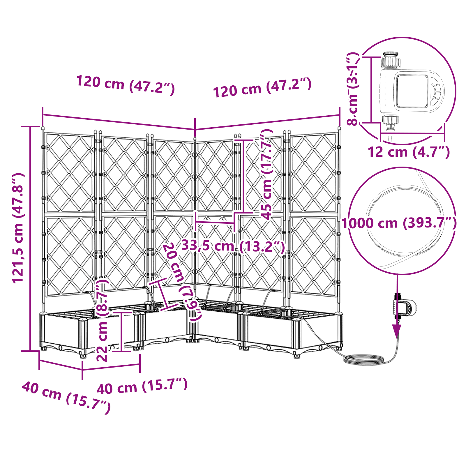 Garden Planters with Water Irrigation System 5 pcs Brown - Image 8