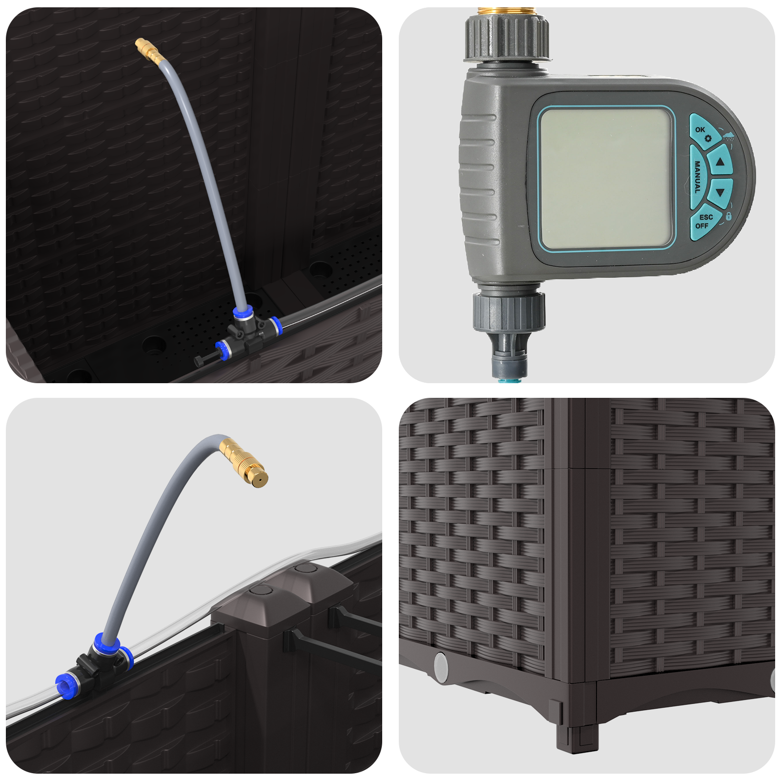 Garden Planters with Water Irrigation System 4 pcs Brown - Image 8