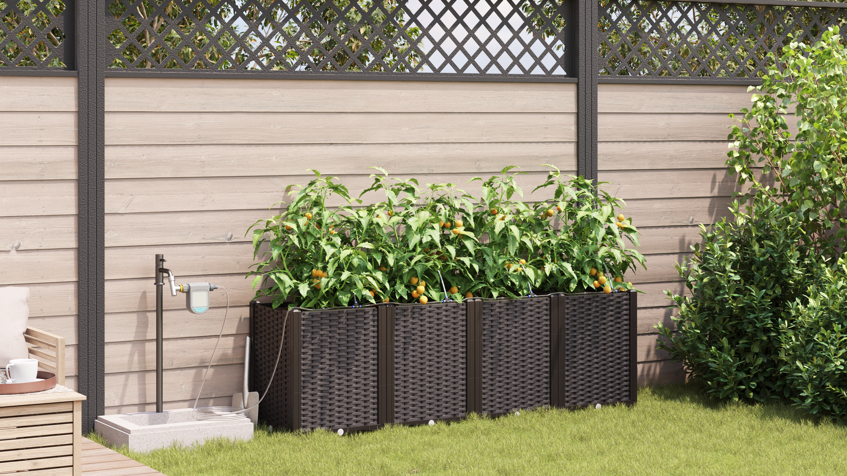 Garden Planters with Water Irrigation System 4 pcs Brown - Image 4