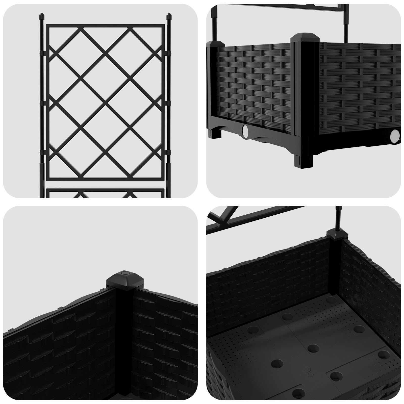 Garden Planter with Trellis Black 40x40x125.5 cm - Image 7