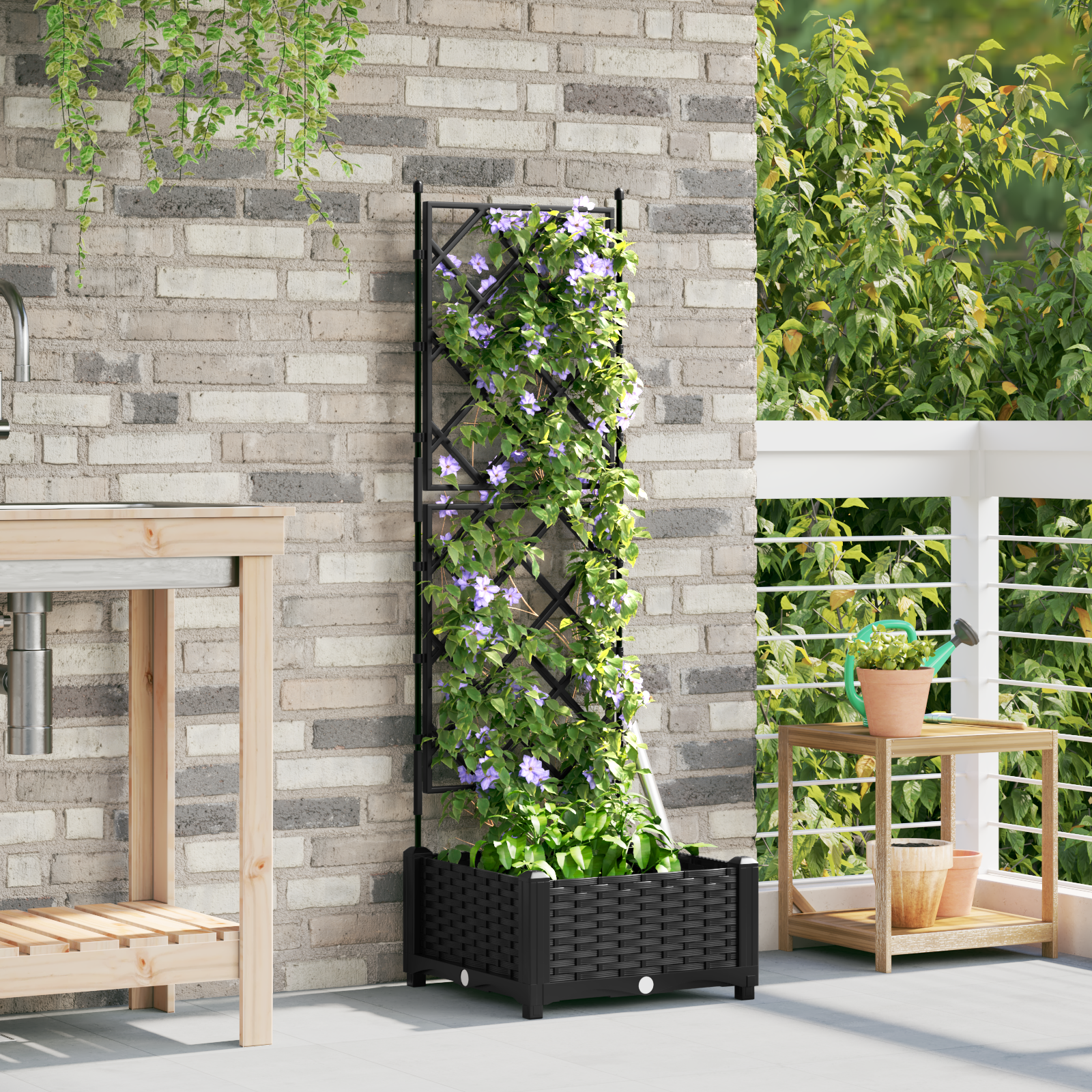 Garden Planter with Trellis Black 40x40x125.5 cm - Image 3