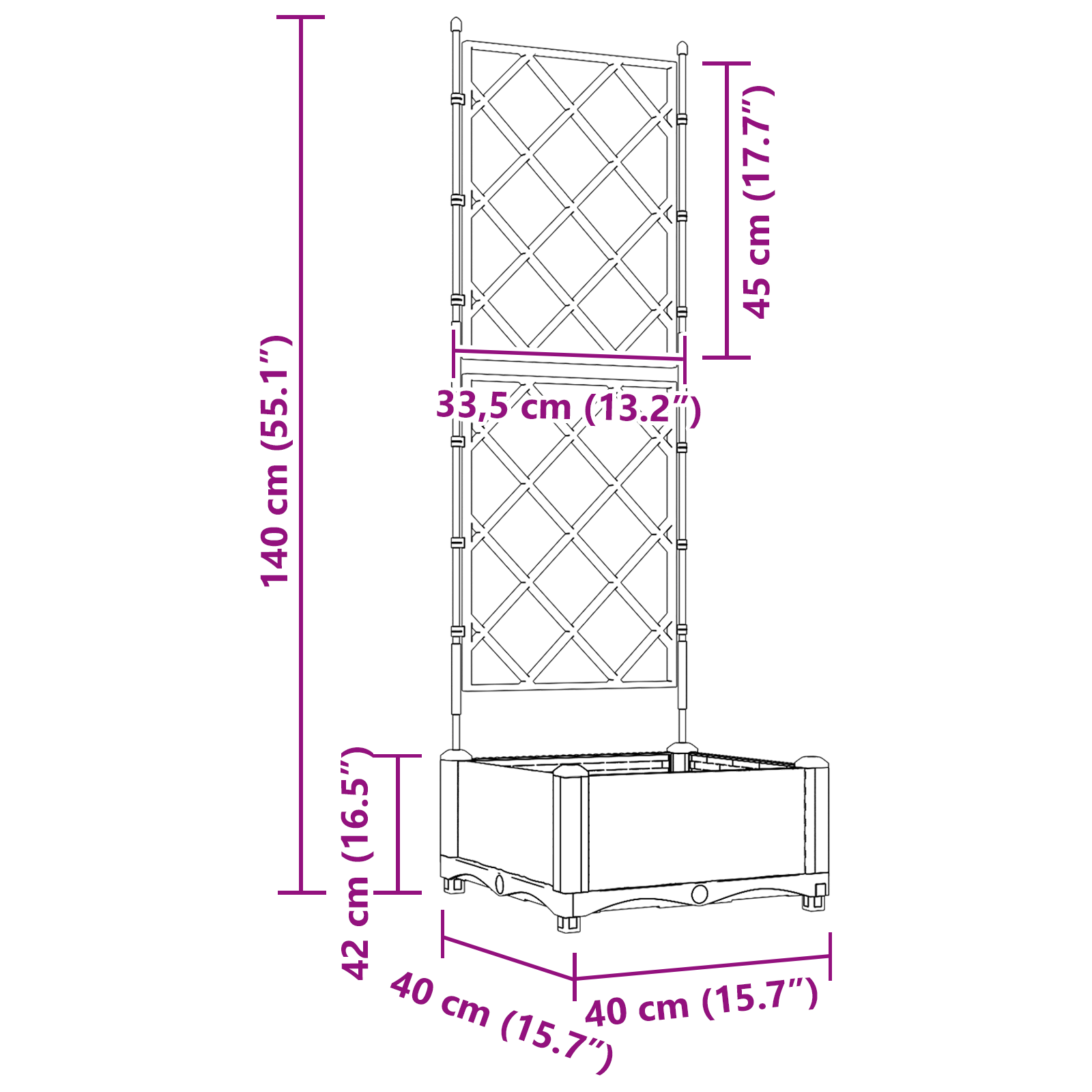 Garden Planter with Trellis Black 40x40x125.5 cm - Image 8