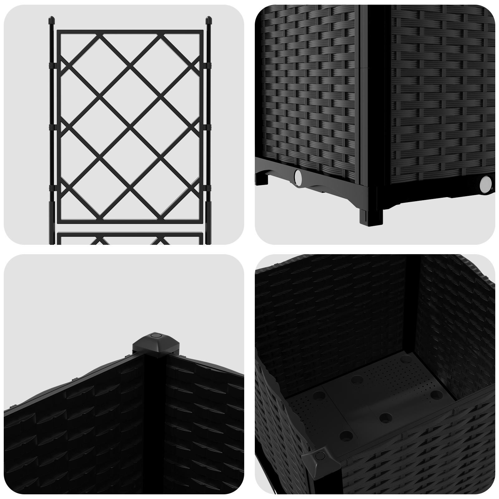 Garden Planter with Trellis Black 40x40x143 cm - Image 7