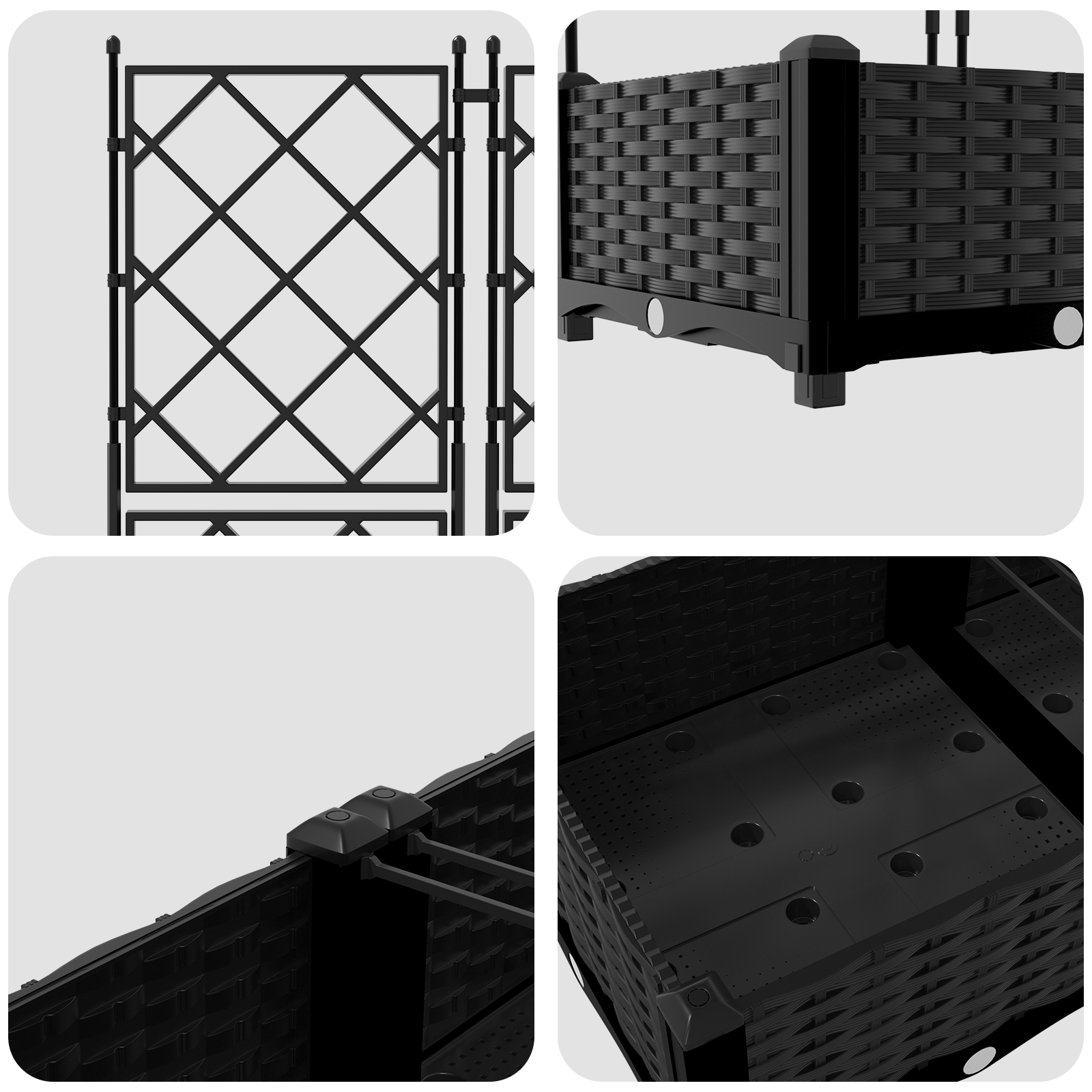 Garden Planter with Trellis 3 pcs Black 120x40x125.5 cm - Image 8