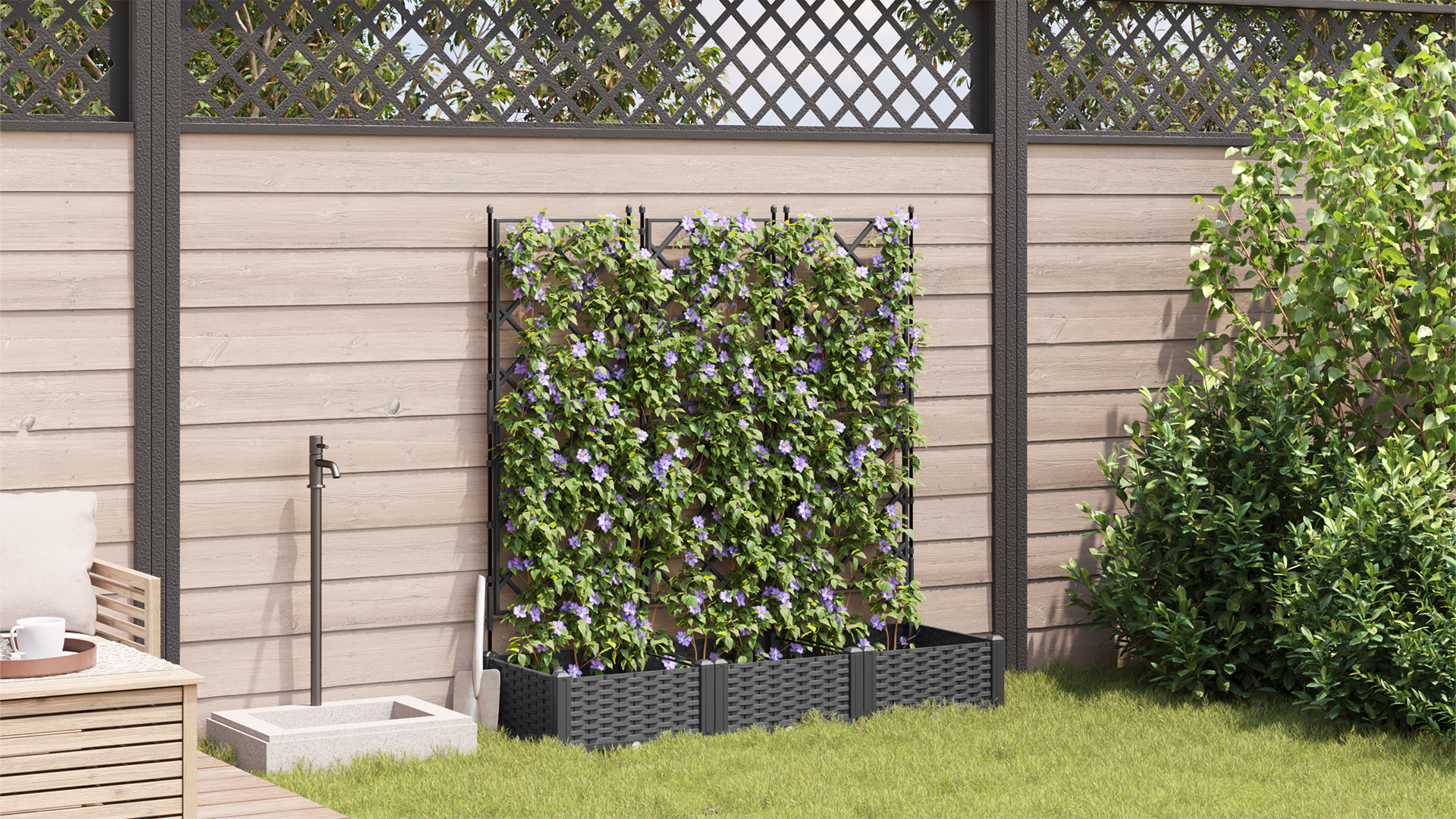 Garden Planter with Trellis 3 pcs Black 120x40x125.5 cm - Image 4