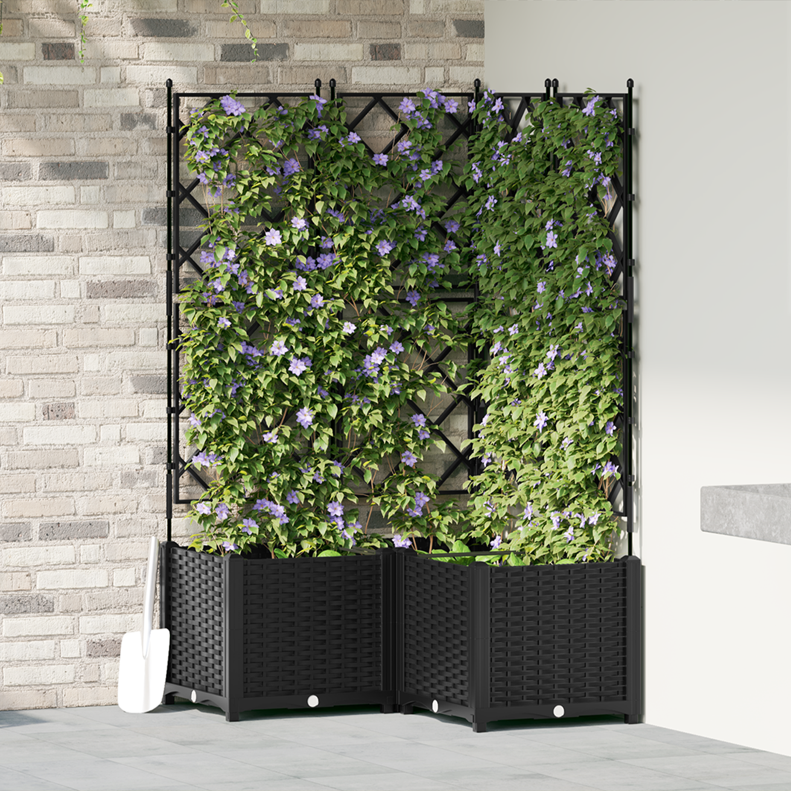 Tuinplanter met Trellis 3 stuks Zwart 80x80x143 cm