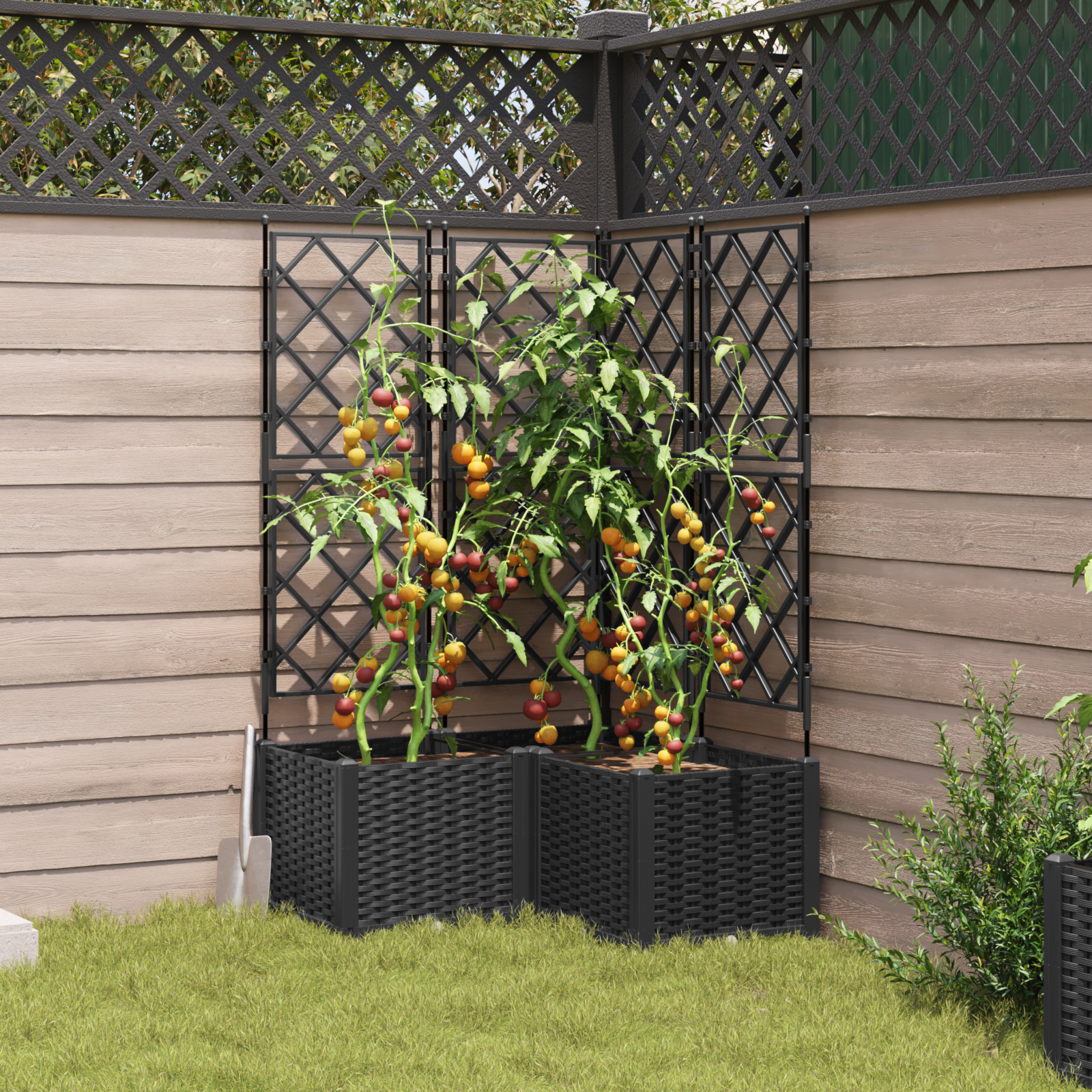 Garden Planter with Trellis 3 pcs Black 80x80x143 cm - Image 3