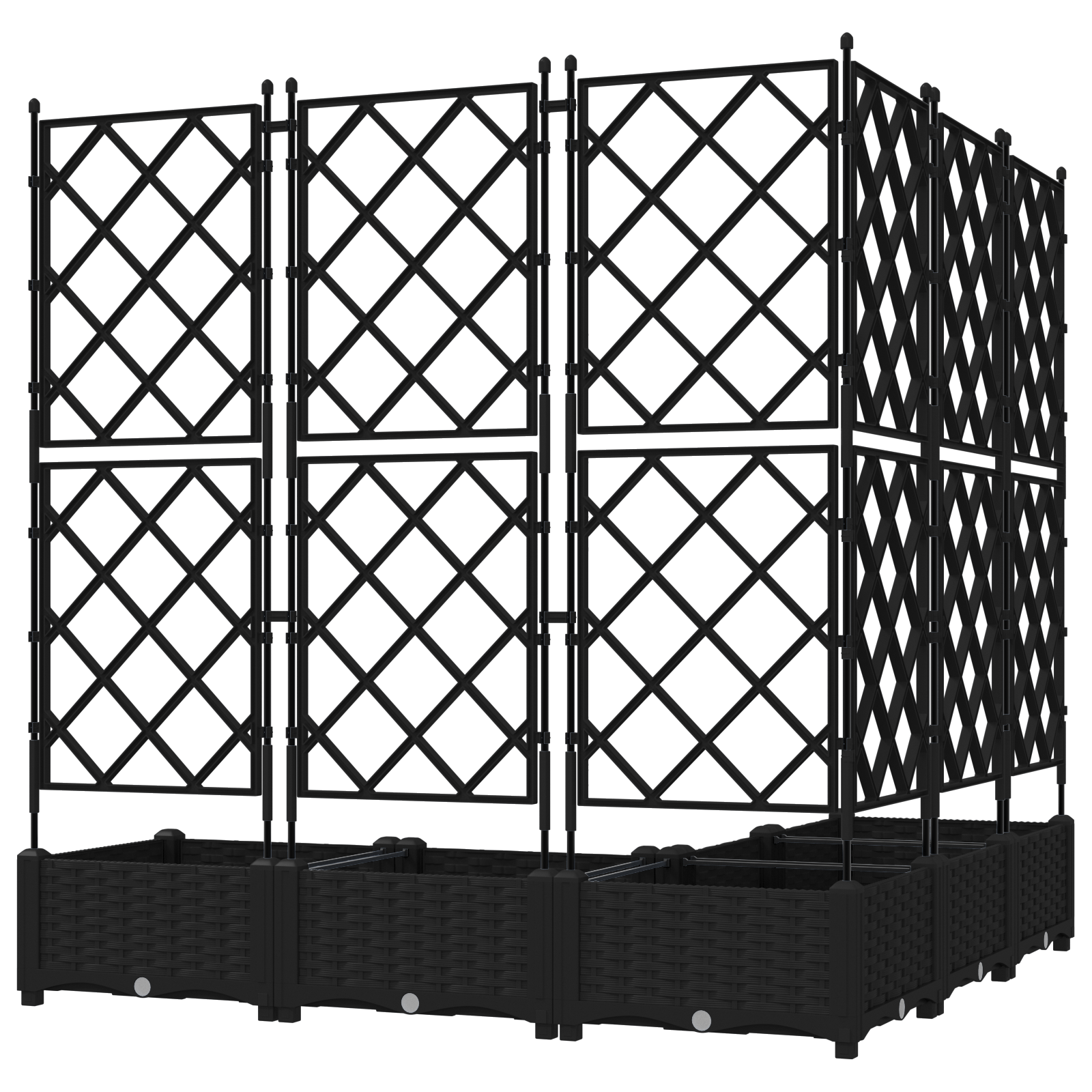 Garden Planter with Trellis 5 pcs Black 120x120x125.5 cm - Image 6