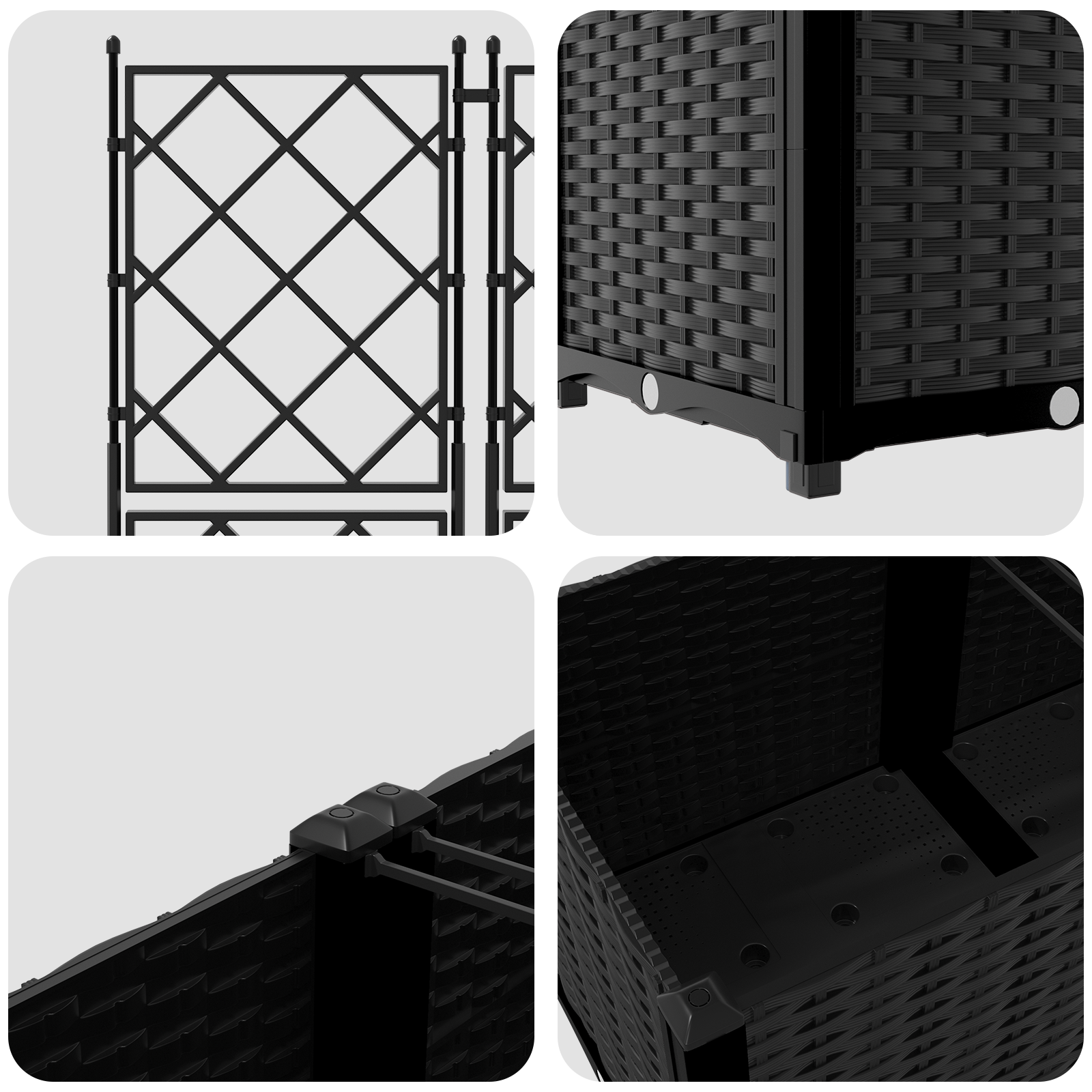Garden Planter with Trellis 5 pcs Black 120x120x143 cm - Image 8