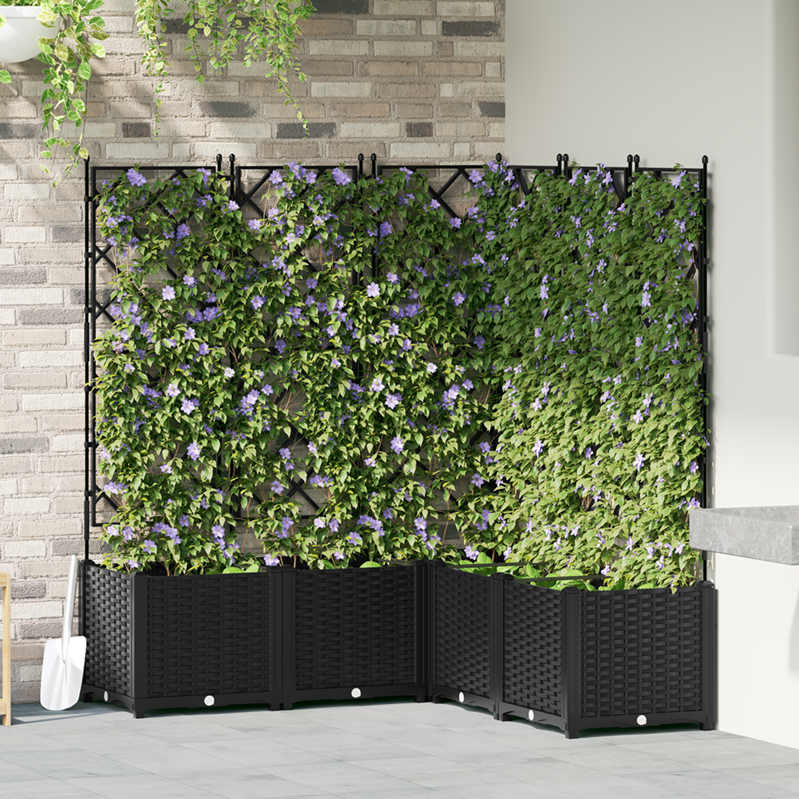 Tuinplanter met Trellis 5 stuks Zwart 120x120x143 cm