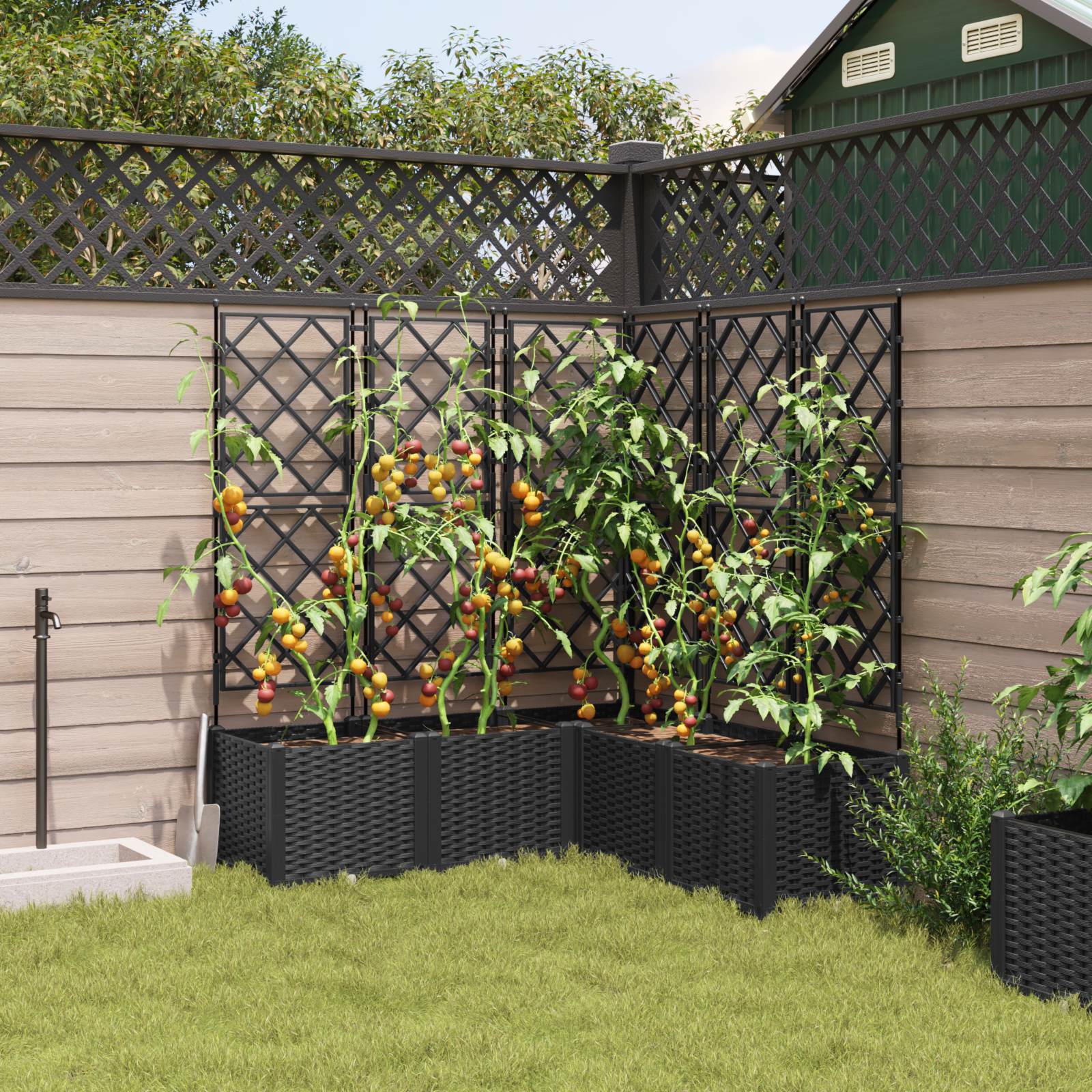 Garden Planter with Trellis 5 pcs Black 120x120x143 cm - Image 3