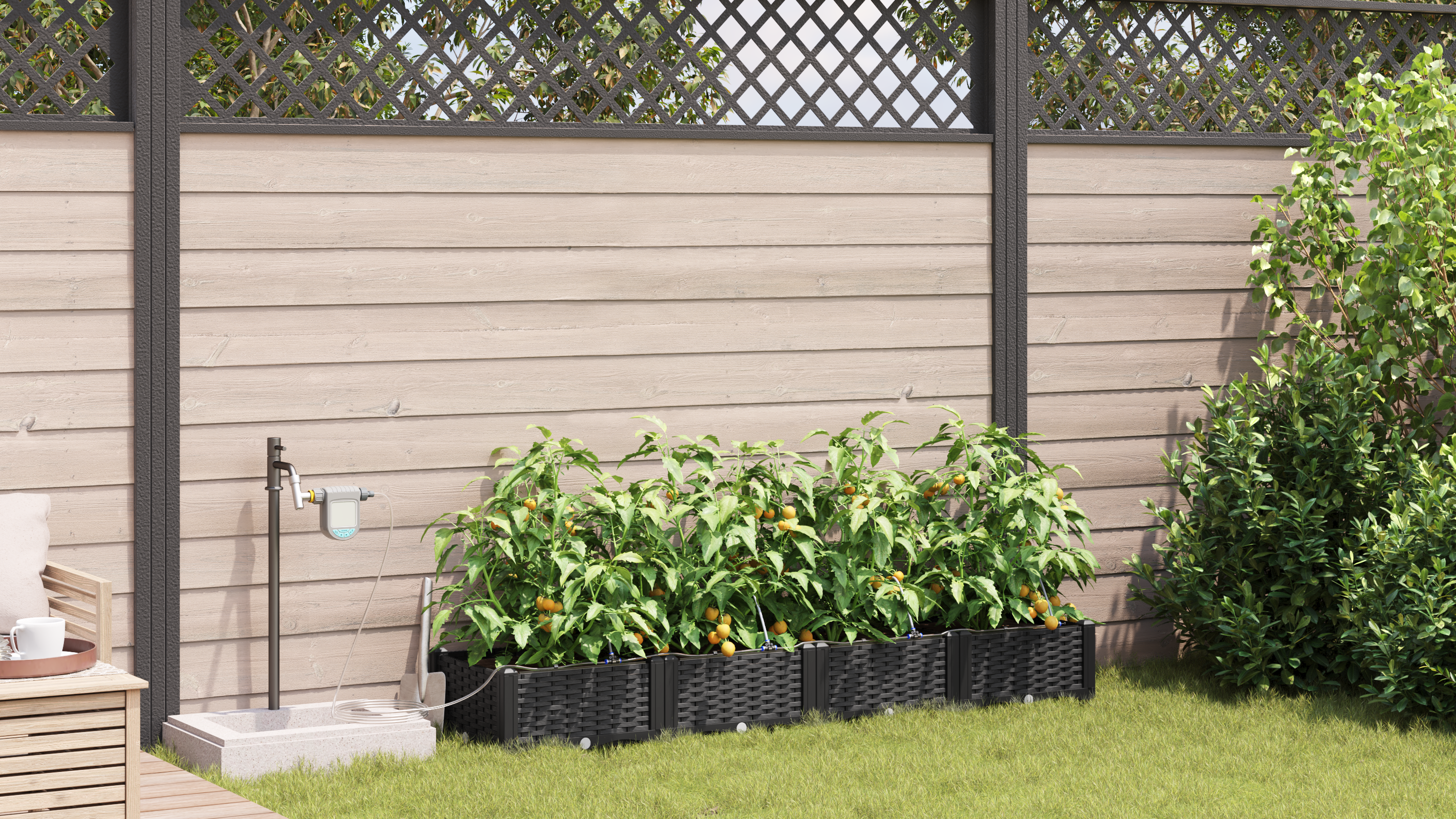 Garden Planters with Water Irrigation System 4 pcs Black - Image 4