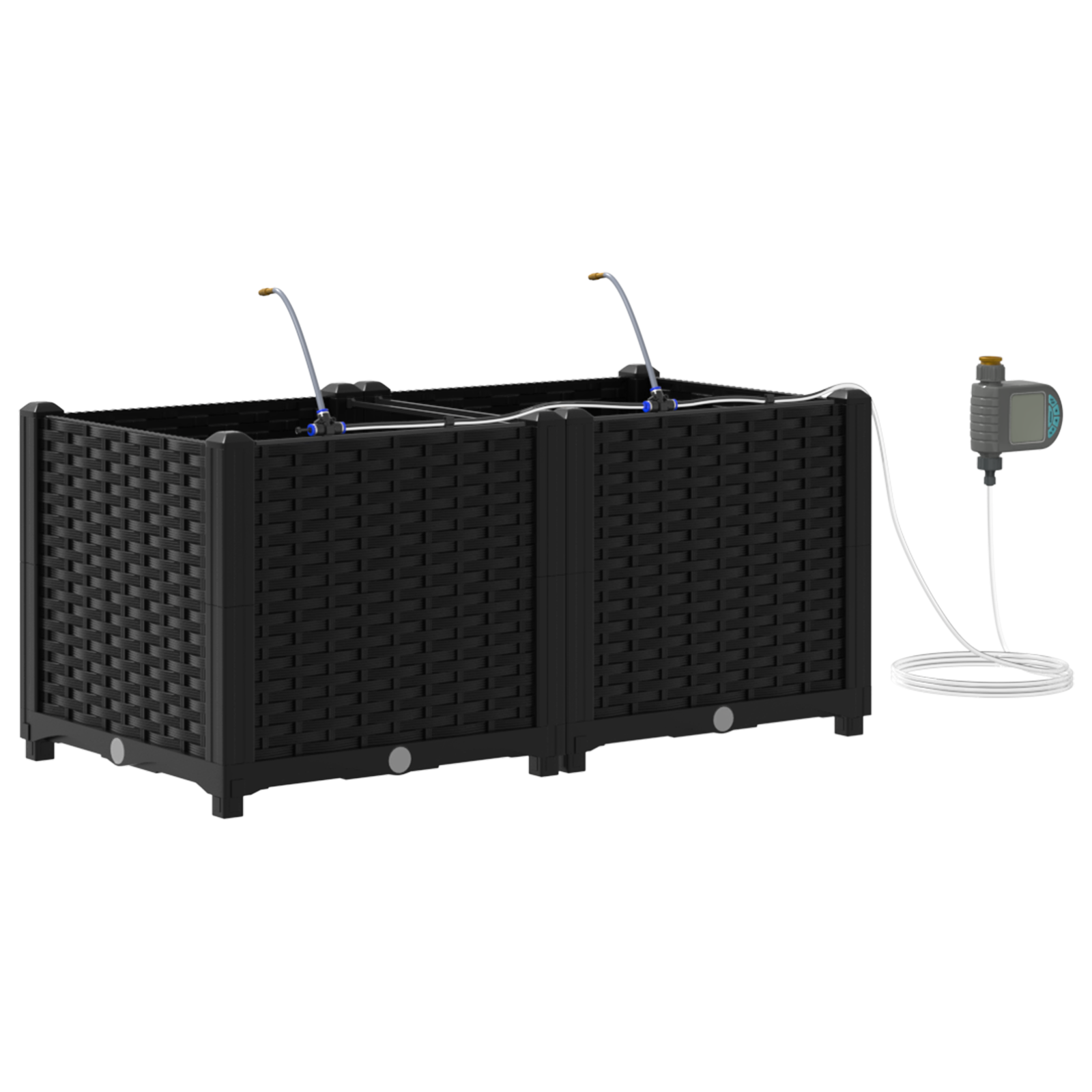 Garden Planters with Water Irrigation System 2 pcs Black - Image 2