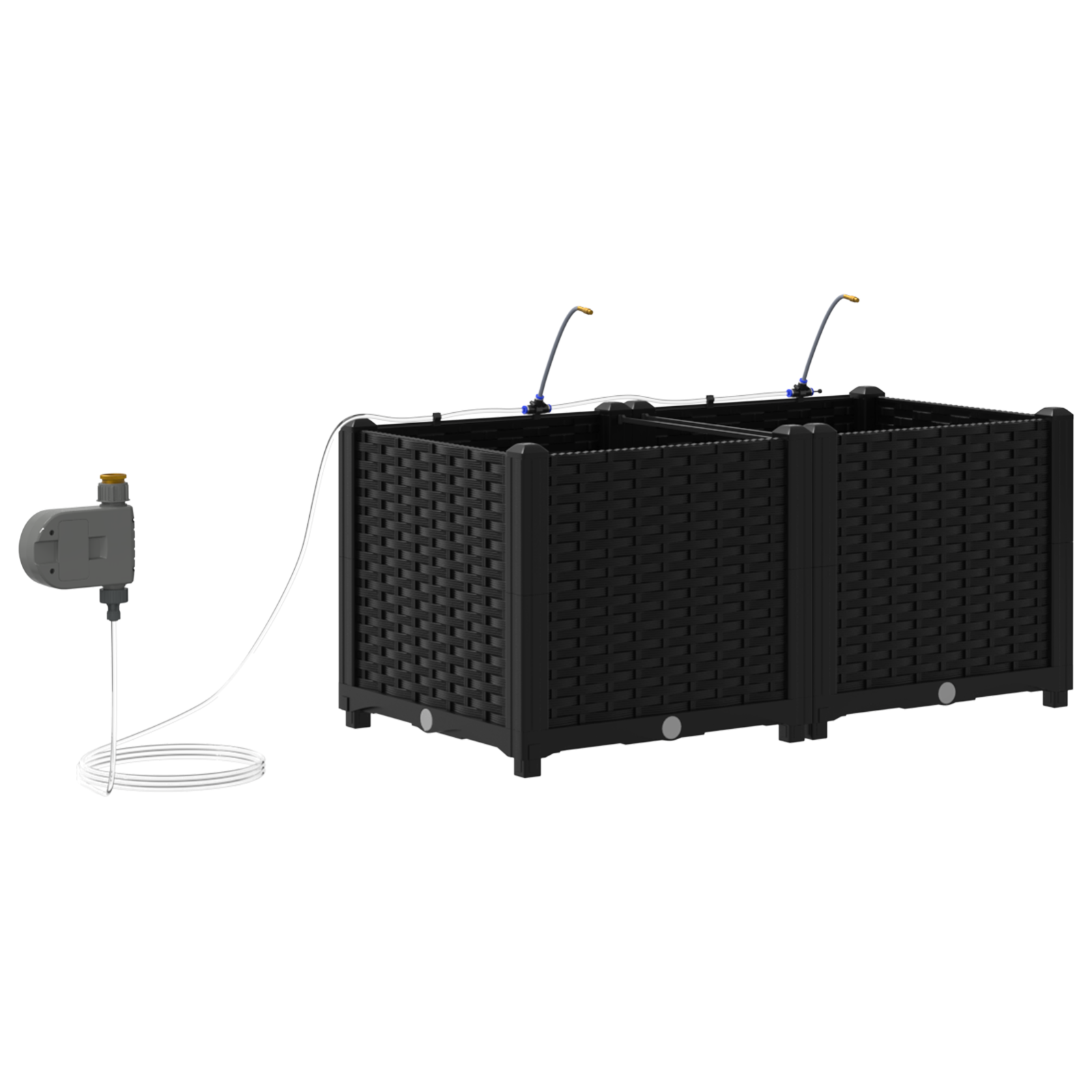 Garden Planters with Water Irrigation System 2 pcs Black - Image 6