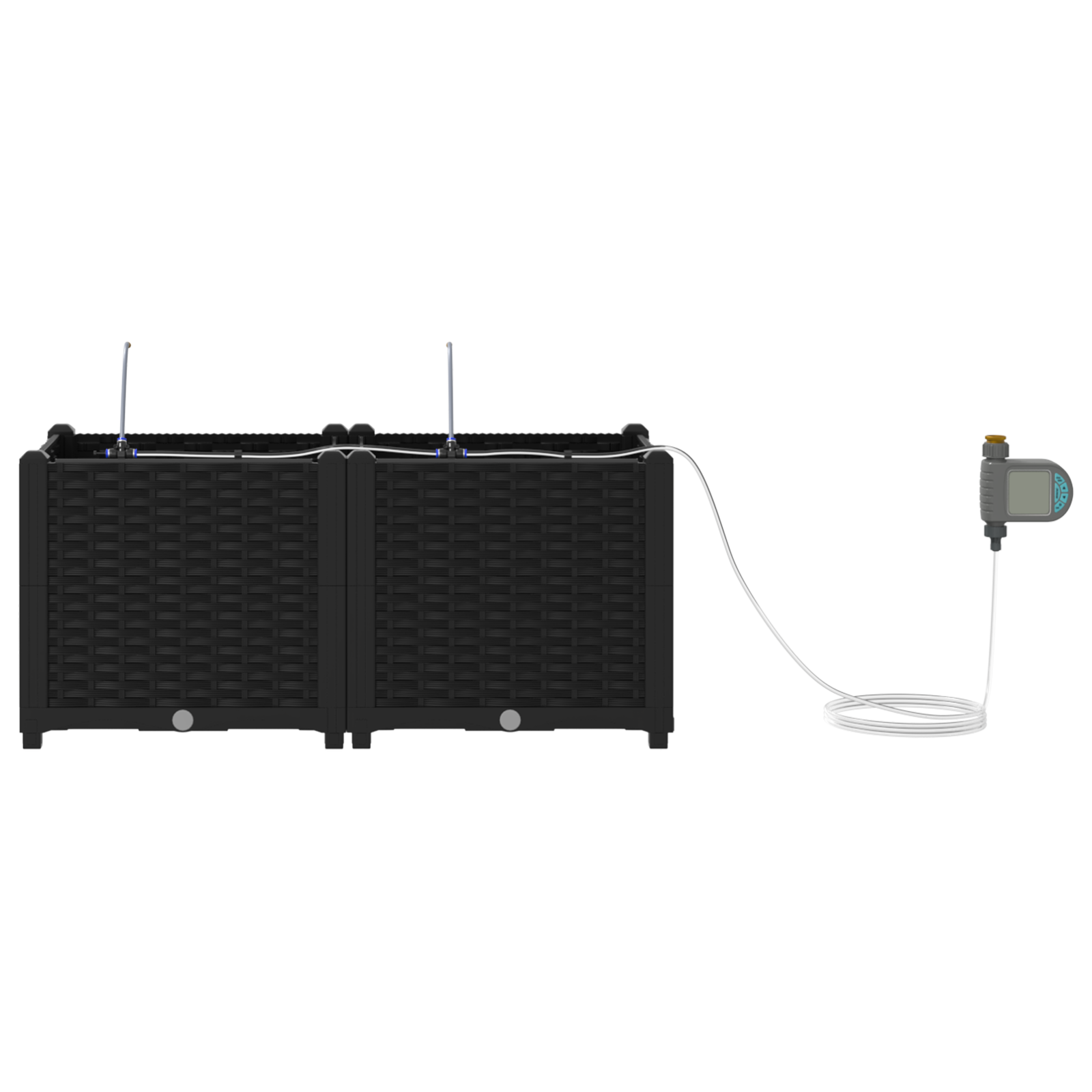 Garden Planters with Water Irrigation System 2 pcs Black - Image 4